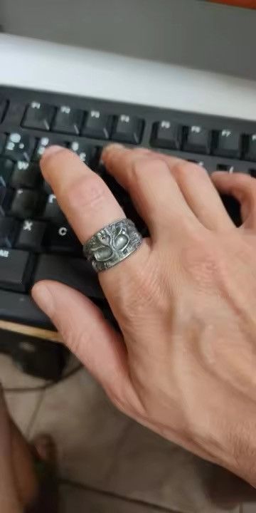 Jewelry Retro Half Face Skull Ring (size 7-13) Size ONE SIZE - 5 Thumbnail