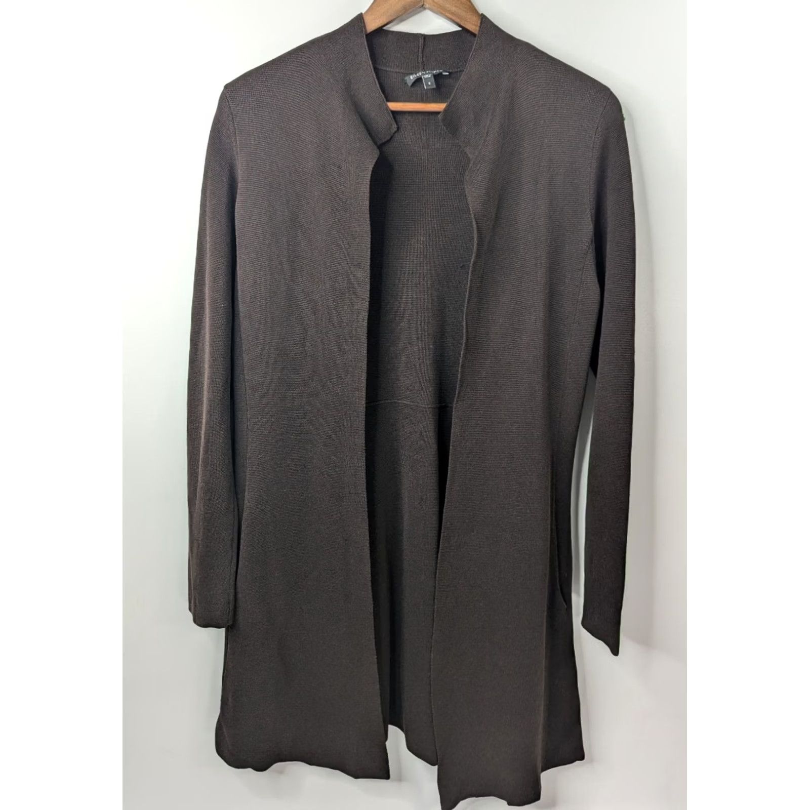 Eileen Fisher Eileen Fisher Cardigan Sweater Women’s S Open Brown Silk Cotton Interlock Knit Collared VINTAGE? Size S / US 4 / IT 40 - 2 Thumbnail