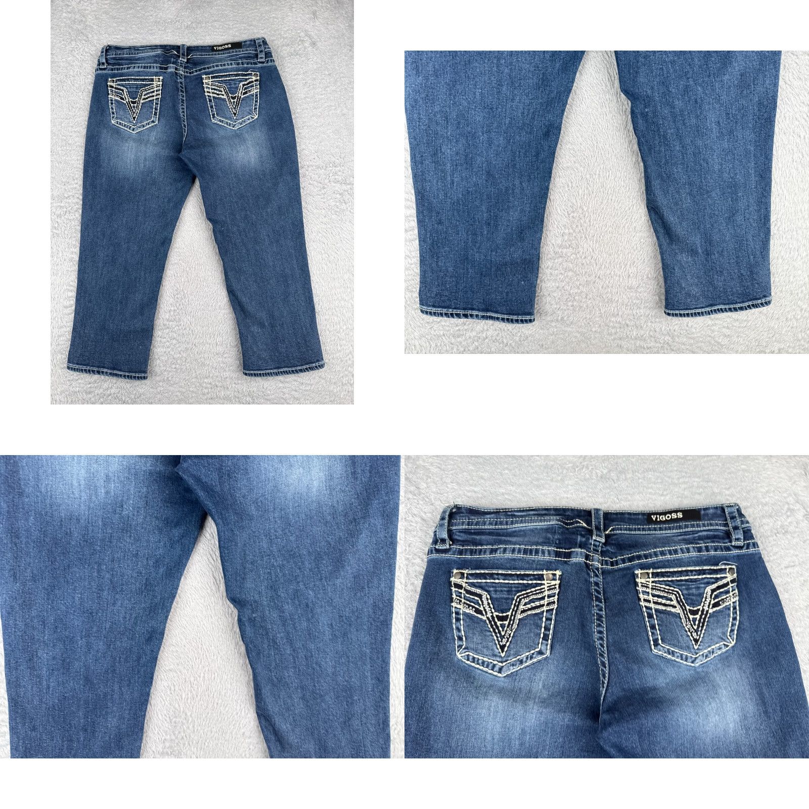 Vintage VIGOSS Jeans Womens 12 Blue Denim Carpi Embroidered Mid Rise Cotton Blend 32x21 Jeans Size 34" / US 12 / IT 48 - 10 Thumbnail