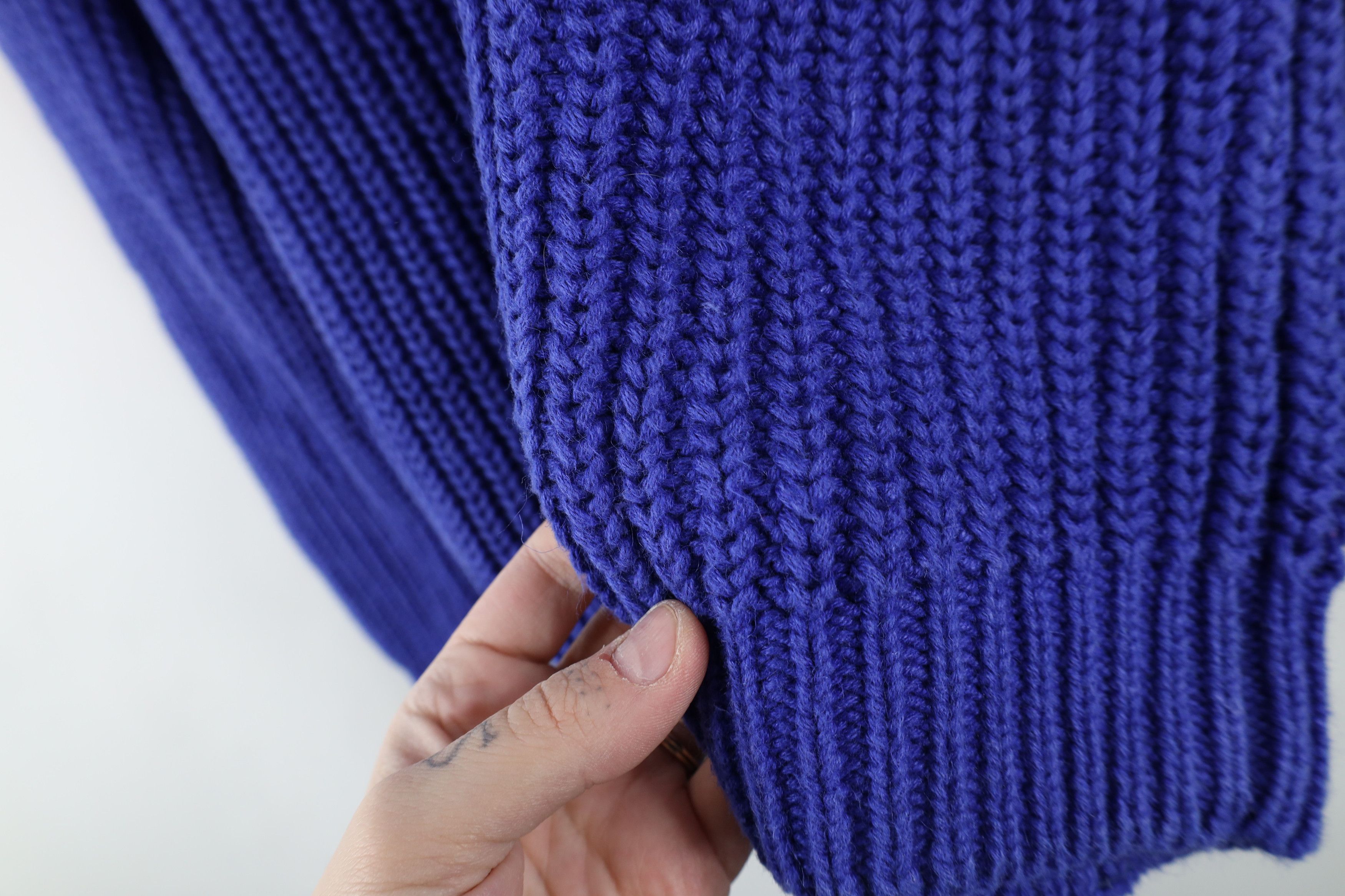 L.L. Bean × Vintage Vintage 90s LL Bean Blank Chunky Ribbed Knit Sweater Blue Size S / US 4 / IT 40 - 10 Thumbnail
