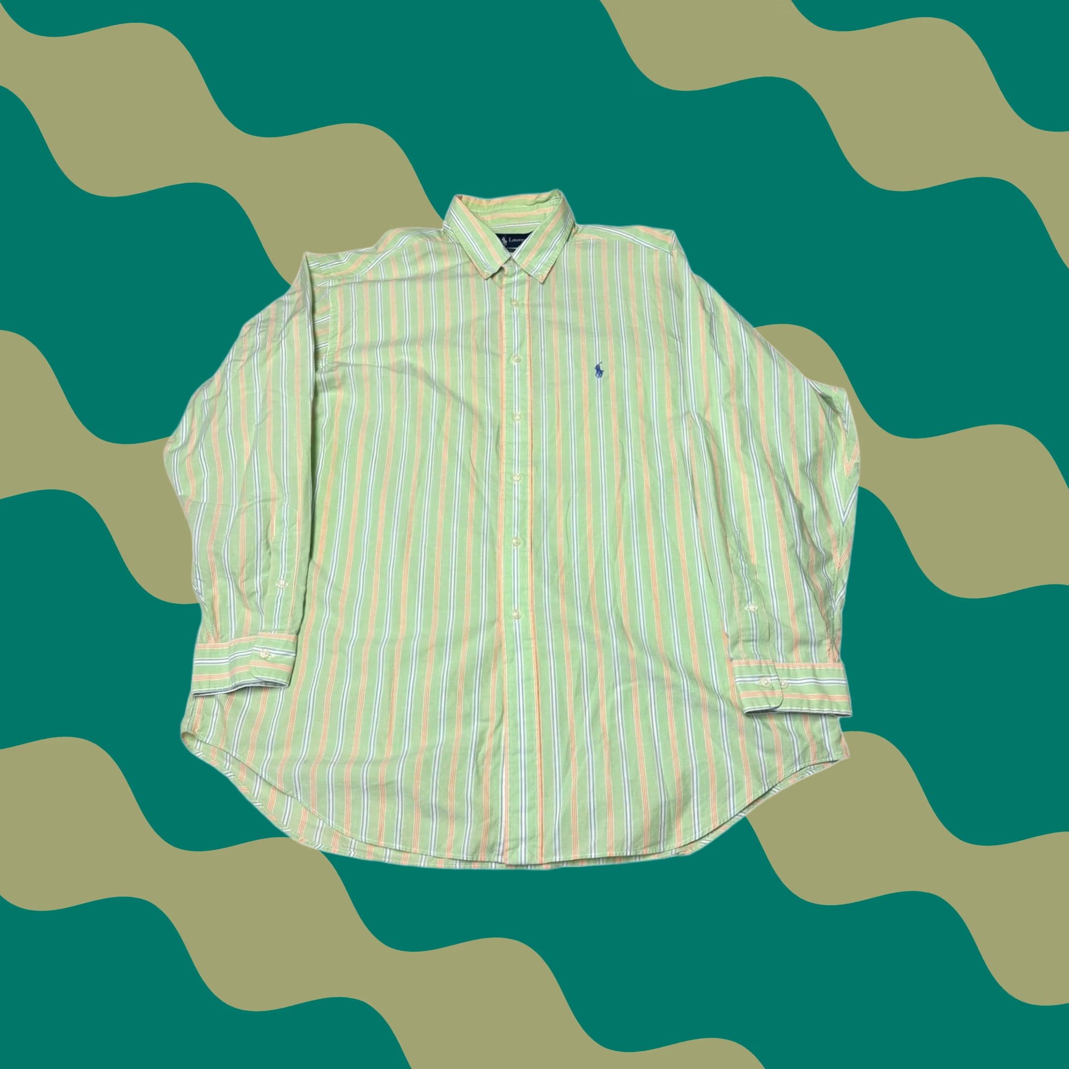 Ralph Lauren Ralph Lauren Classic Fit Striped Button-Down Shirt Green Orange Mens XL 56 in Button-Up Embroidered Pony Collared Long Sleeve Casual Business Size US XL / EU 56 / 4 - 1 Thumbnail
