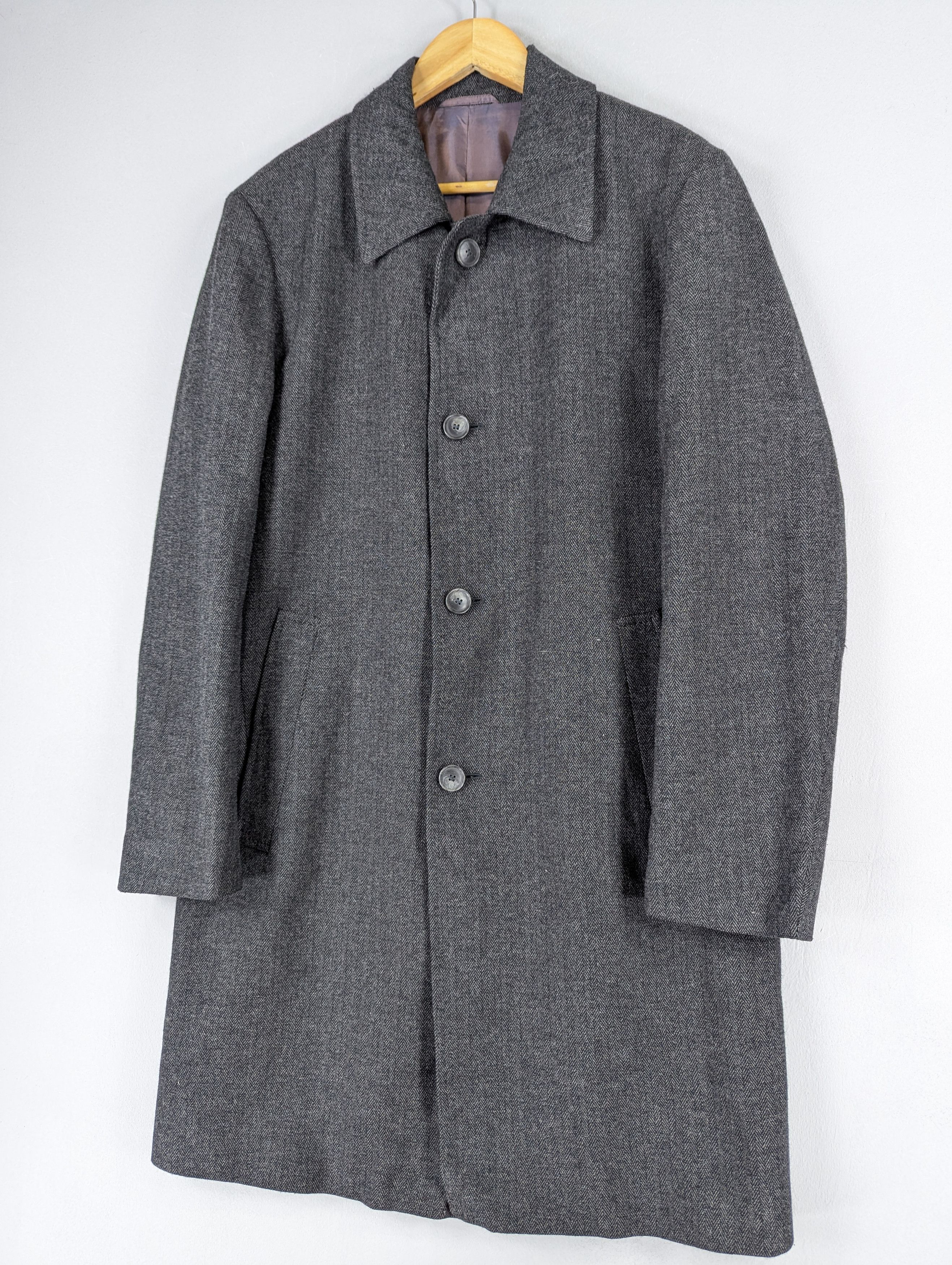 Hugo Boss Boss By Hugo Boss Herringbone Wool Long Coat Jacket Size US M / EU 48-50 / 2 - 2 Thumbnail
