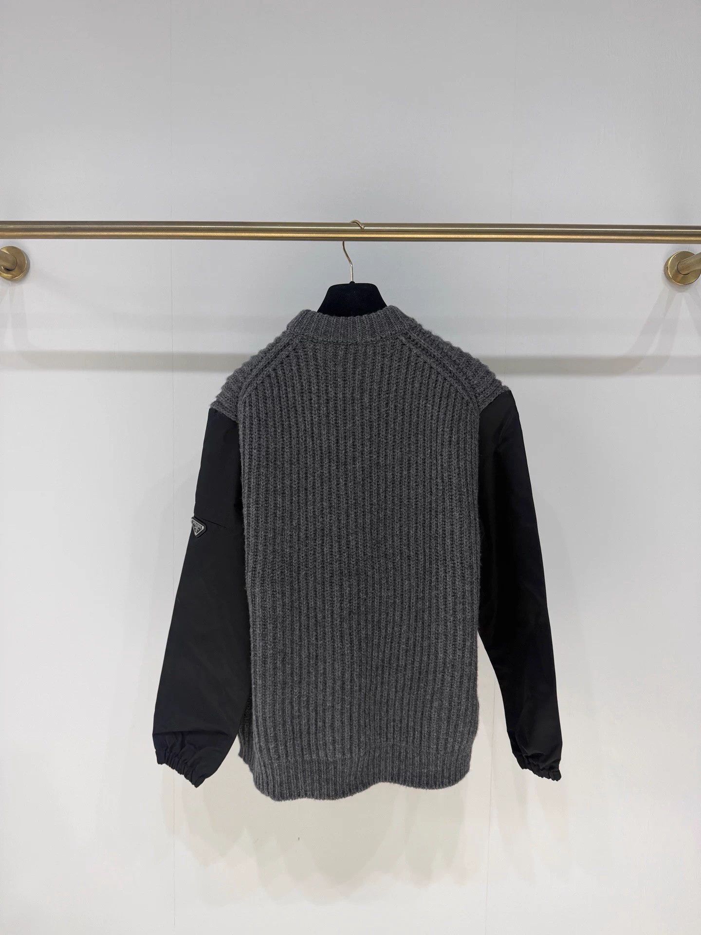 Prada Prada Grey Patchwork Knit Sweater w/ Triangle Logo (36) Size M / US 6-8 / IT 42-44 - 7 Thumbnail