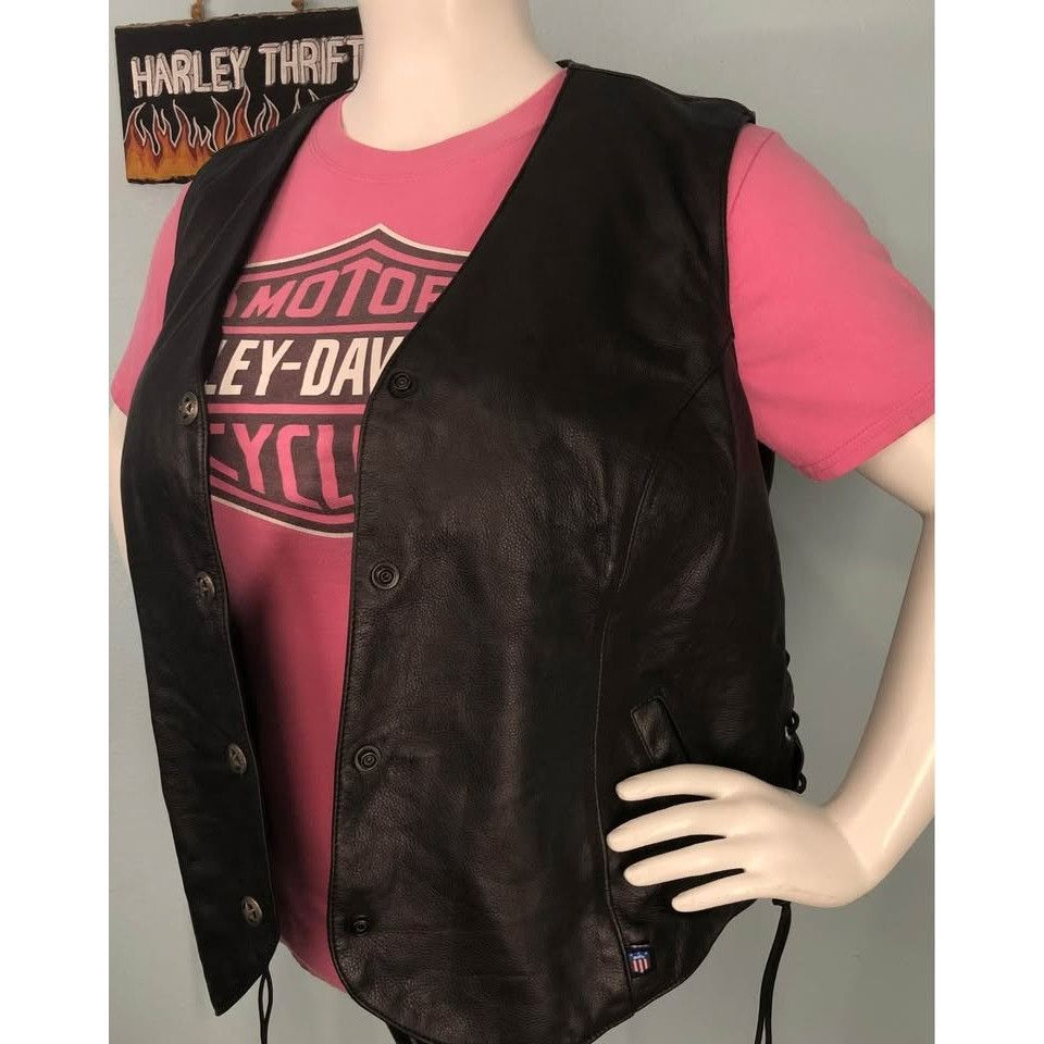 Genuine Leather LEGENDARY PRODUCTS Leather Vest 2XL Women, Made in USA Size XXL / US 16-18 / IT 52-54 - 2 Thumbnail