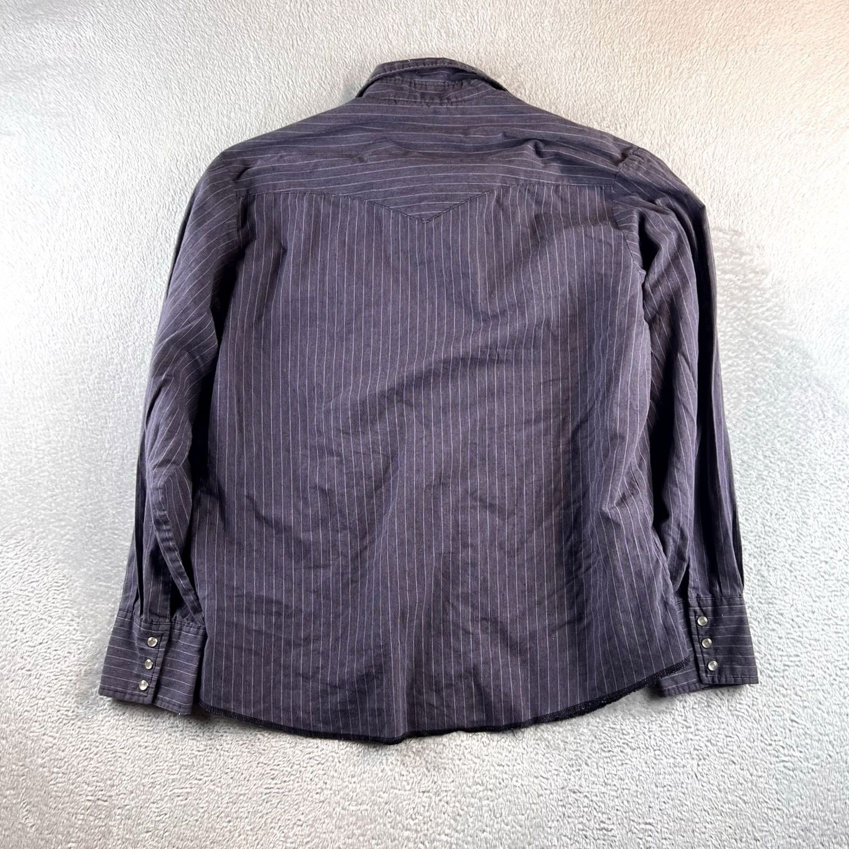 Wrangler Wrangler Western Shirt Mens L Purple Striped Long Sleeve Pearl Snaps Cowboy Button-Up Size US L / EU 52-54 / 3 - 2 Thumbnail