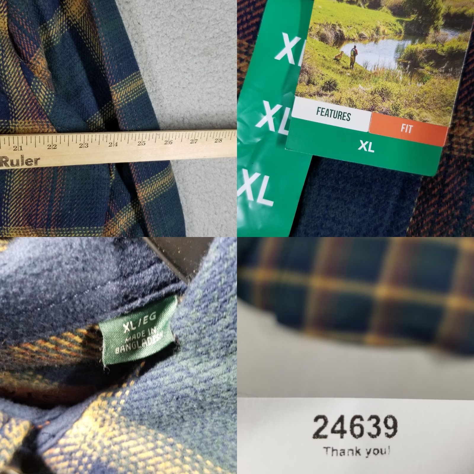 Orvis Orvis Flannel Shirt Mens XL Green Plaid Fleece-Lined Long Sleeve Button-Front Pockets Size US XL / EU 56 / 4 - 8 Thumbnail