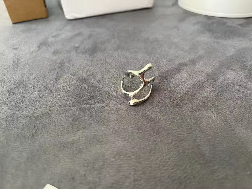 Jewelry Sculptural Bypass Ring - Silver Adjustable Open-Front Band Size ONE SIZE - 4 Thumbnail