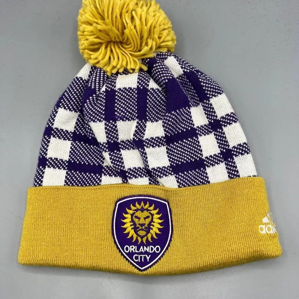 Adidas Orlando City Hat Men Adidas MLS Cuffed Beanie Pom Pom Cap Size ONE SIZE - 1 Thumbnail
