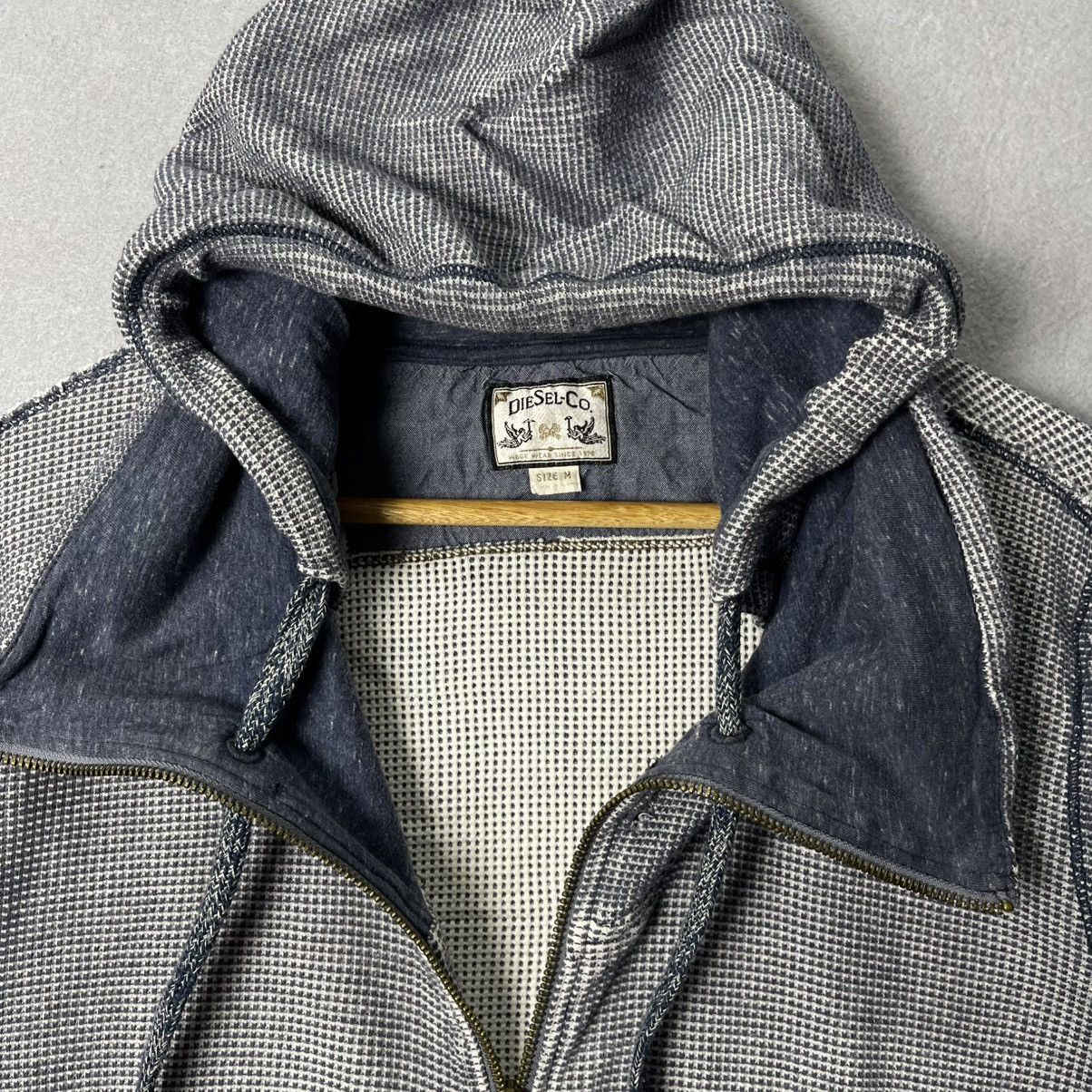 Diesel Diesel Co. Zip-Up Hoodie – Blue/Grey Waffle Knit Size US M / EU 48-50 / 2 - 6 Thumbnail