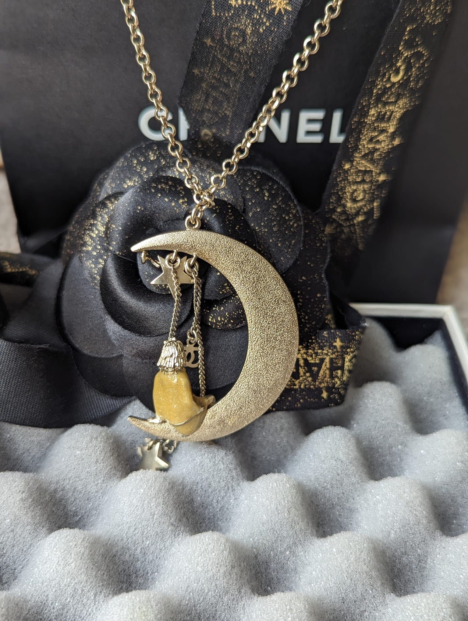 Chanel Chanel CC 08P CoCo on the Moon GHW Crystal Logo Necklace tag Size ONE SIZE - 2 Thumbnail