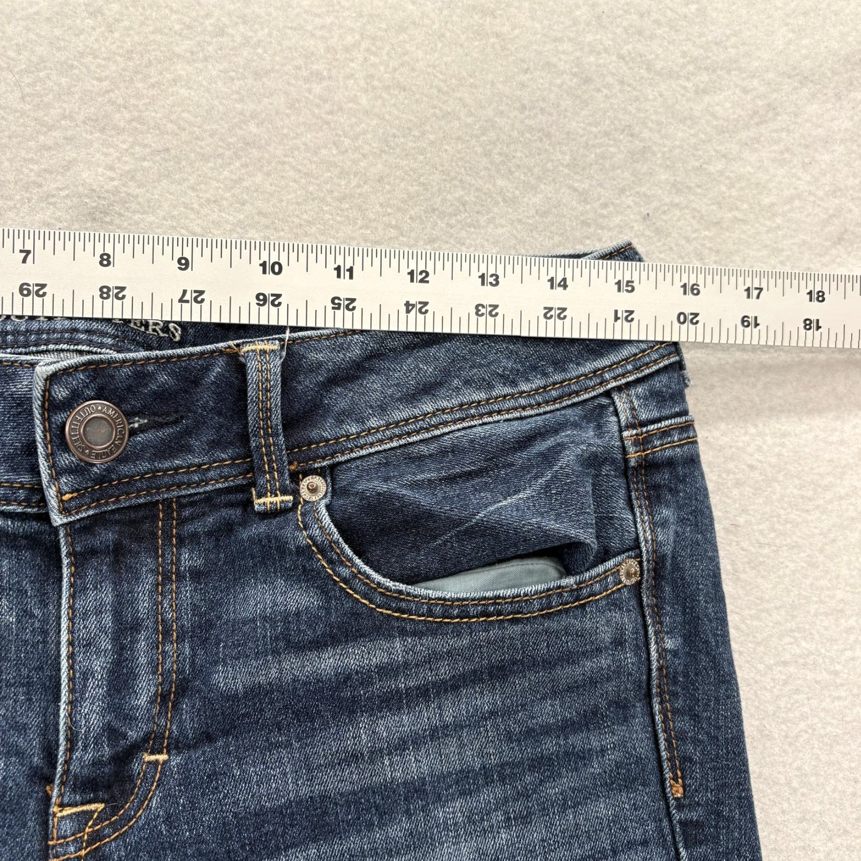 American Eagle Outfitters American Eagle Outfitters Jeans Bootcut Womens 8 Blue Dark Wash Low Rise Stretch 5-Pocket Denim Zipper Button Size 30" / US 8 / IT 44 - 5 Thumbnail