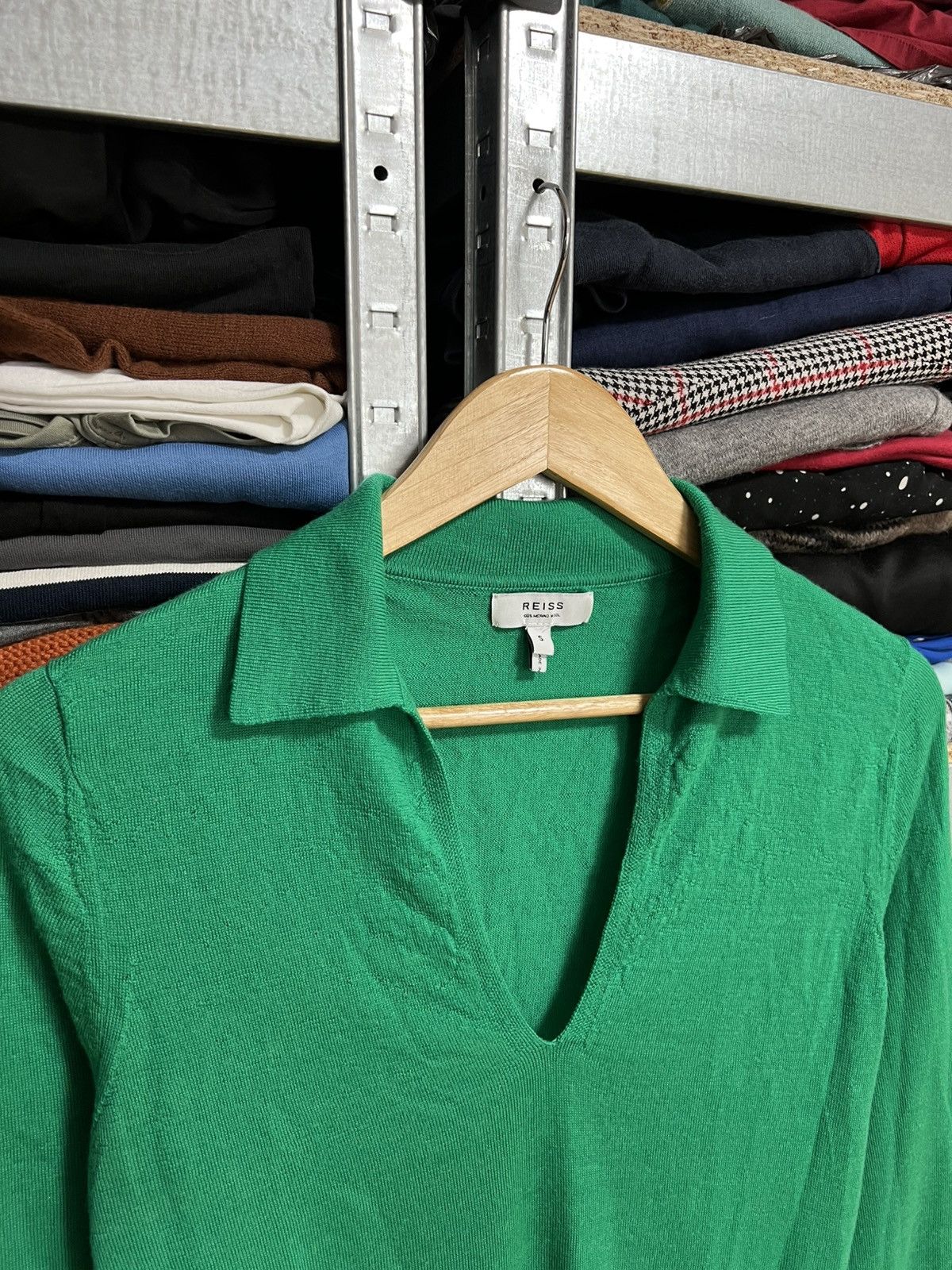 Reiss Reiss Women’s Green V Neck Long Sleeve Jumper Crop Sweater Size S / US 4 / IT 40 - 2 Thumbnail