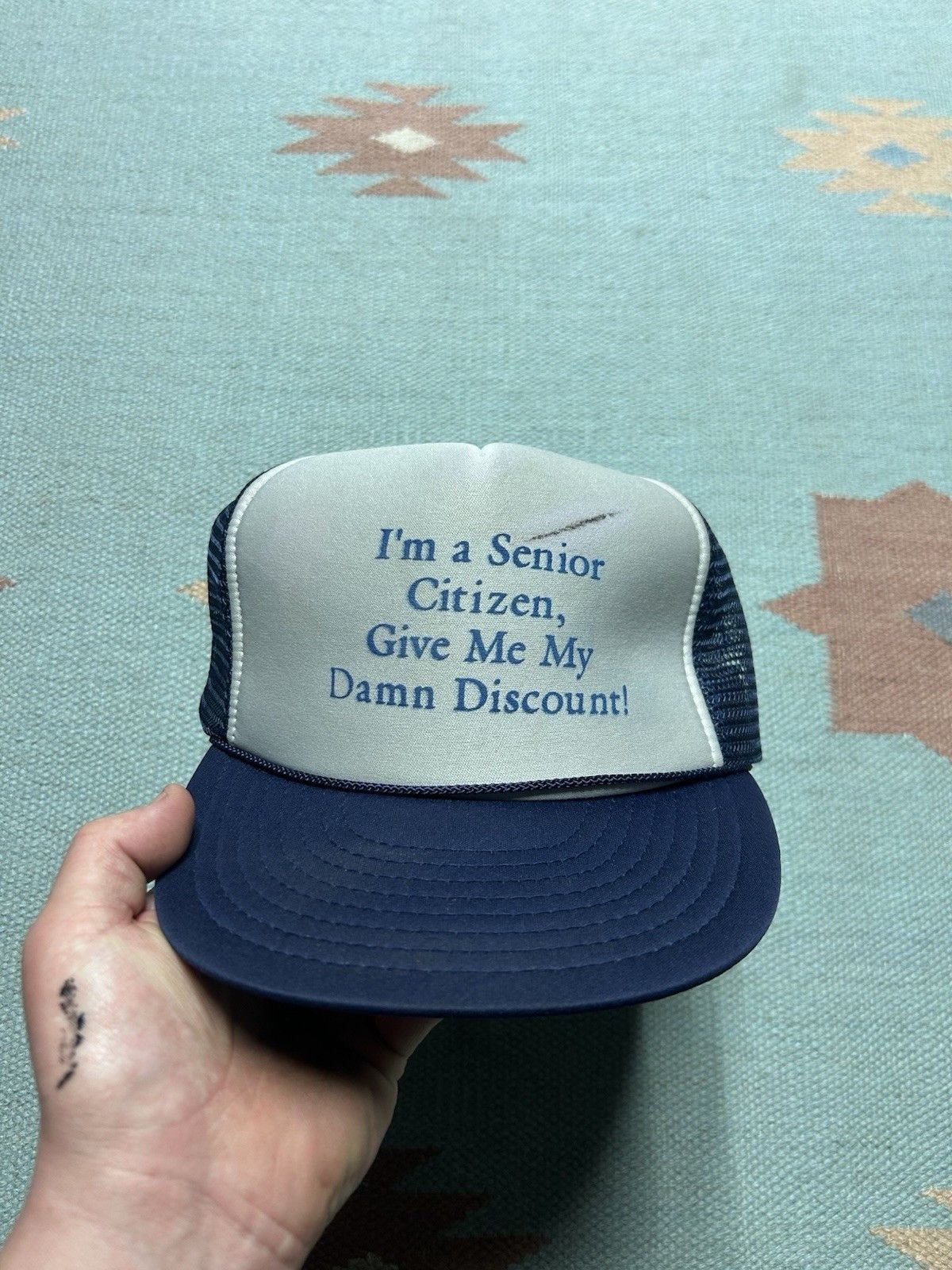 Vintage Vtg trucker hat Im a senior citizen give me my damn discount Size ONE SIZE - 2 Thumbnail