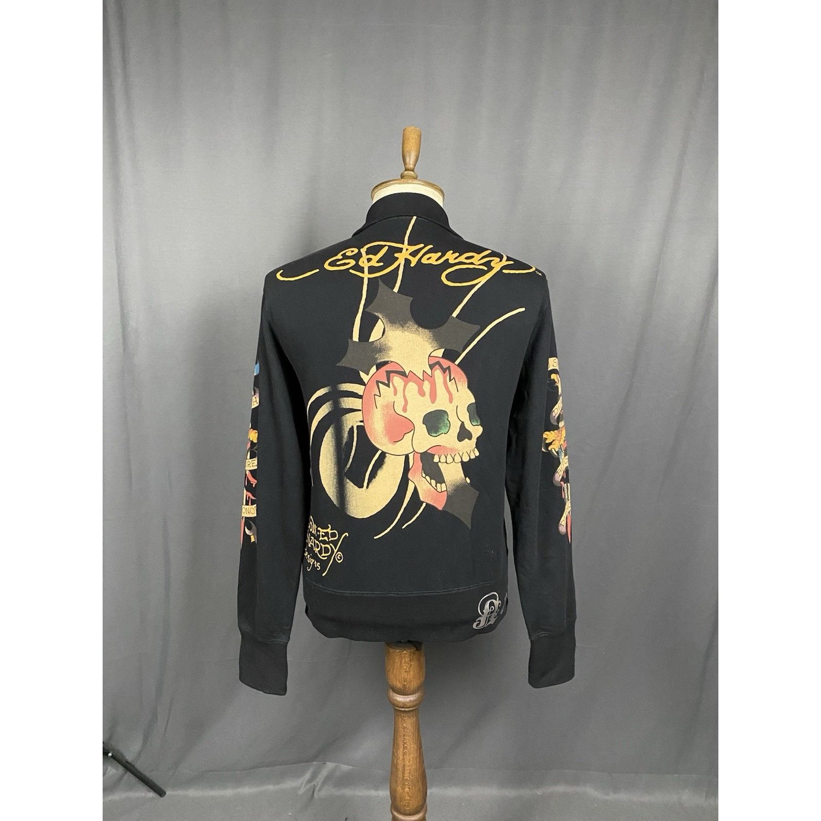 Ed Hardy MINT! Ed Hardy Big Logo Men's Black Full Zip Sweater Size M Size US M / EU 48-50 / 2 - 8 Thumbnail