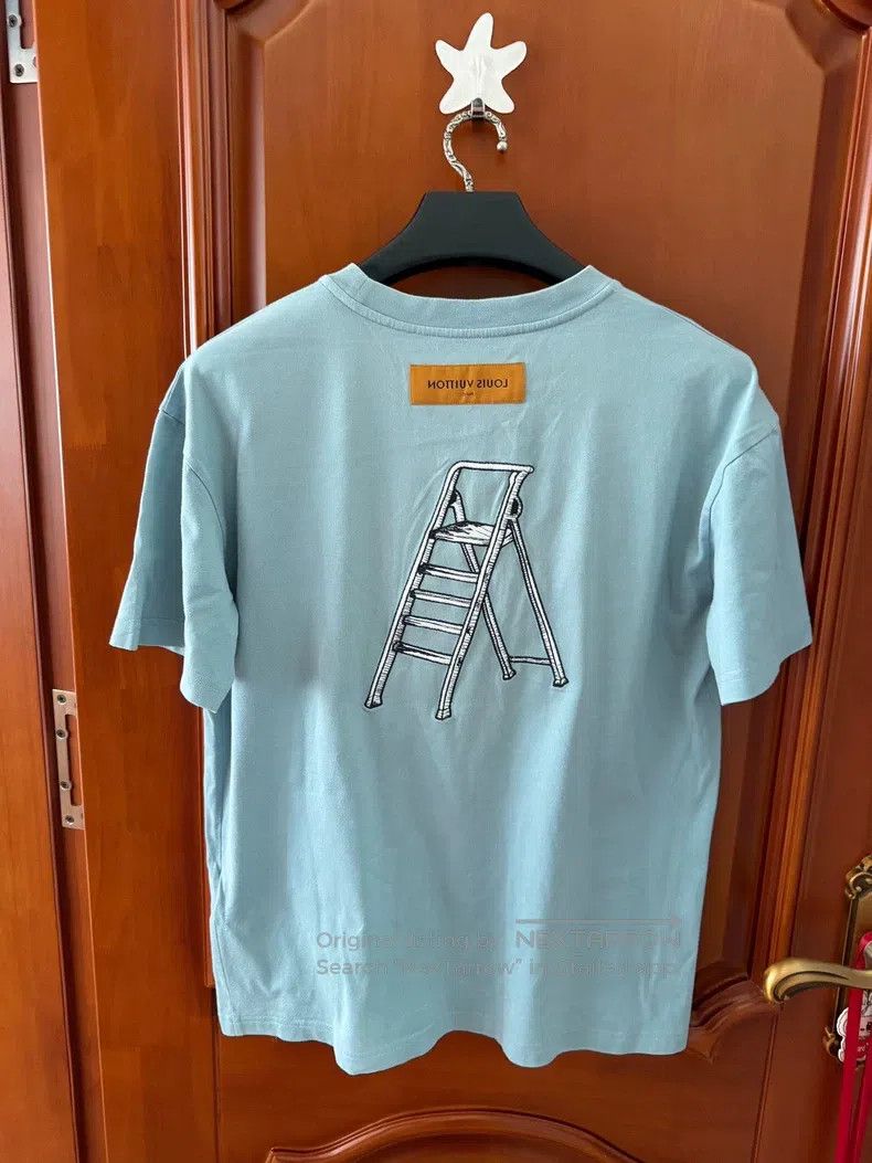 Louis Vuitton Louis Vuitton Light Blue Tool Hammer Embroidered Short Sle Size US M / EU 48-50 / 2 - 2 Thumbnail