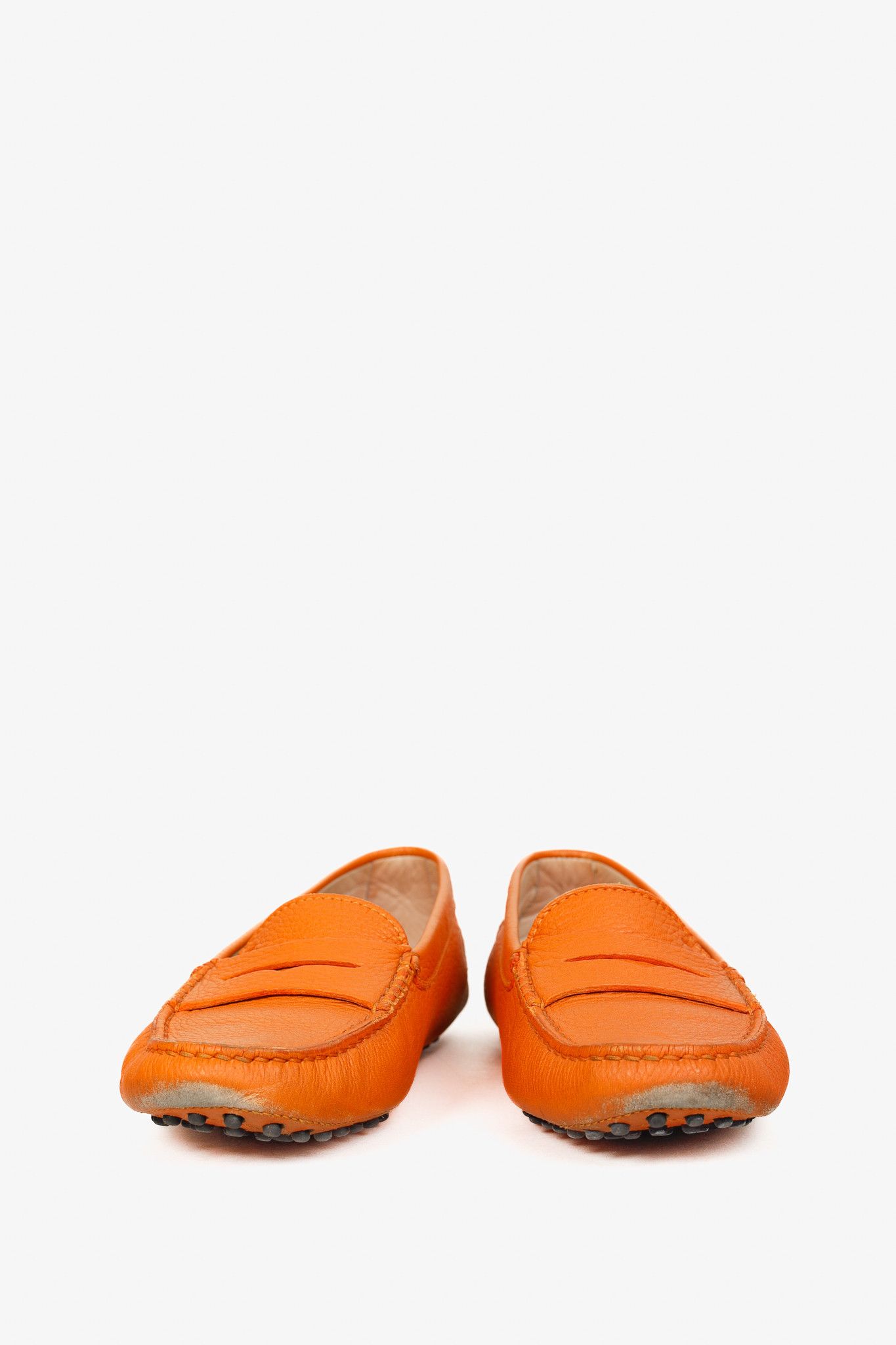Tod's Tod’s Gommino Orange Pebbled Leather Driving Shoes Size US 6 / IT 36 - 2 Thumbnail
