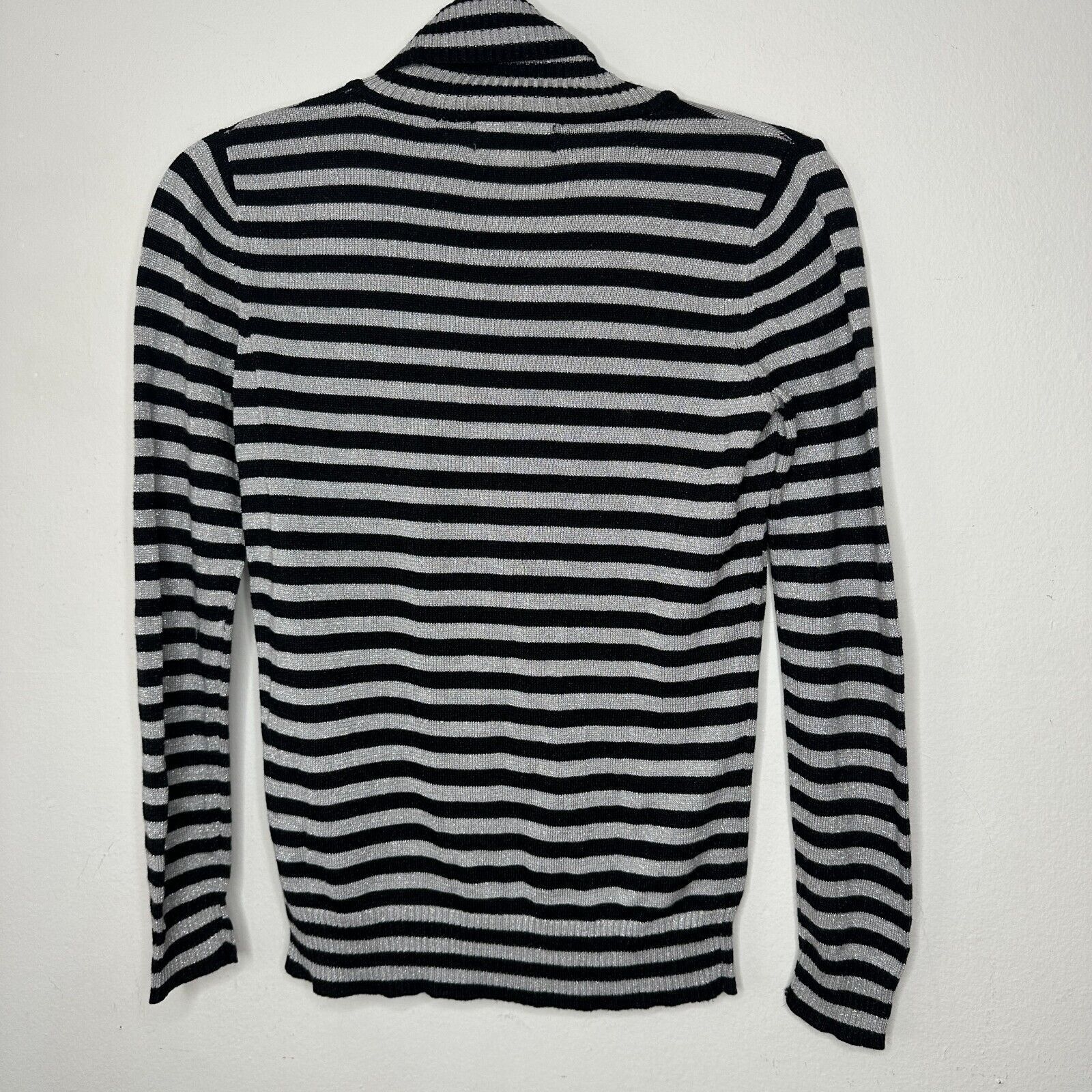 Other Joseph A. Silver Black Stripe Metallic Turtleneck Sweater PP Size S / US 4 / IT 40 - 8 Thumbnail