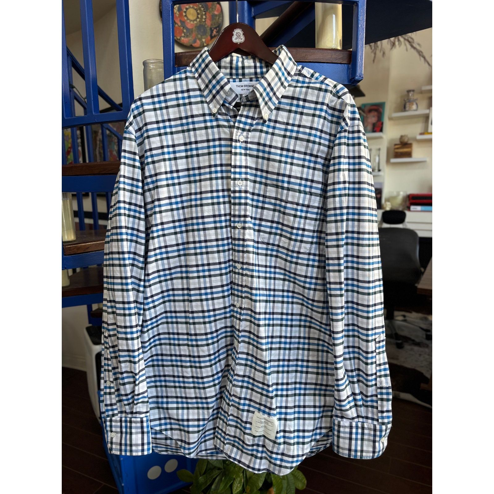 Thom Browne Thom Browne Blue Plaid Button-Up Shirt Size 5 XXL Size US XXL / EU 58 / 5 - 1 Thumbnail