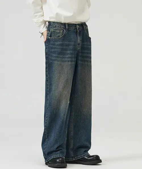 Japanese Brand American straight loose wide-leg men's baggy jeans Size US 34 / EU 50 - 2 Thumbnail