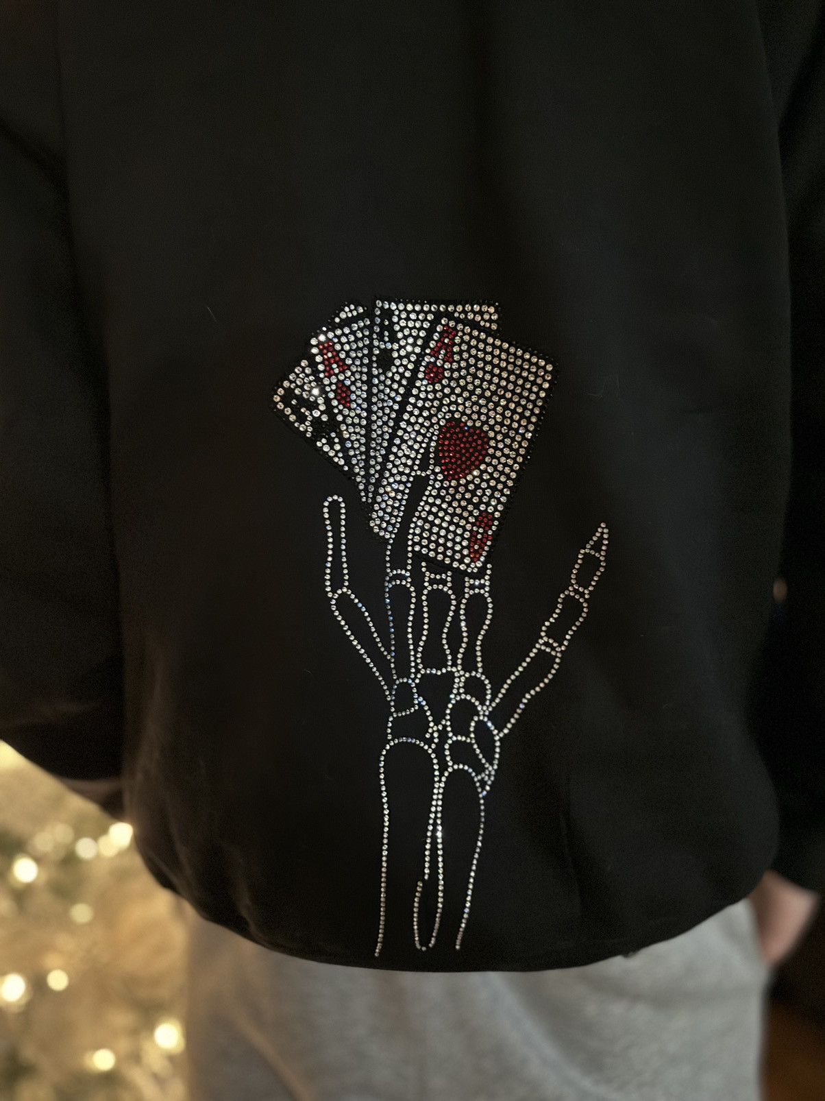 Vintage Rhinestones Poker Cards Cross Vintage Hoodie Size US M / EU 48-50 / 2 - 4 Thumbnail