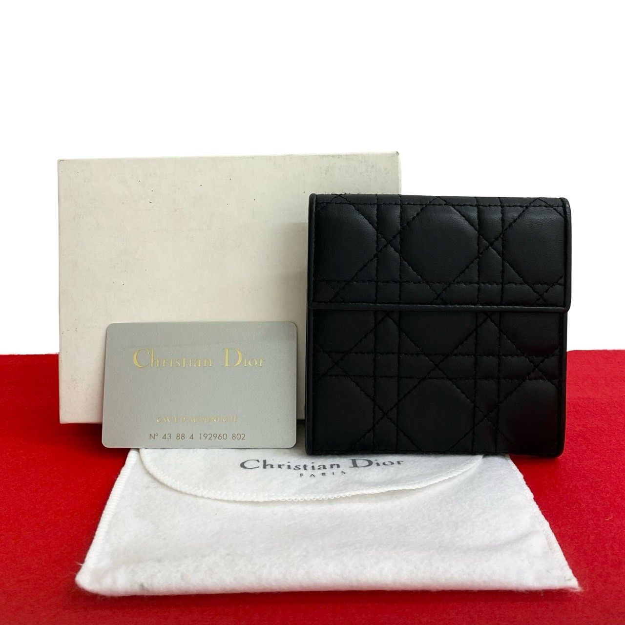 Dior Dior Christian Dior Cannage Stitch Leather Trifold Wallet Leather Short Wallet Size ONE SIZE - 1 Thumbnail