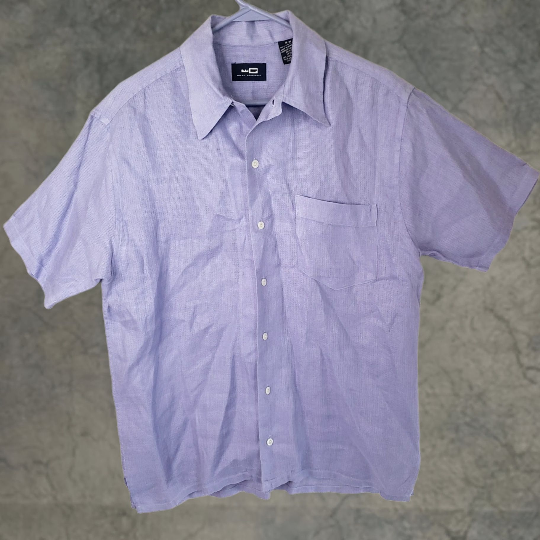 Vintage Wilke-Rodriguez Shirt Button-Front 100% Linen Purple M Mens Short Sleeve Long Sleeve? Size US M / EU 48-50 / 2 - 1 Thumbnail