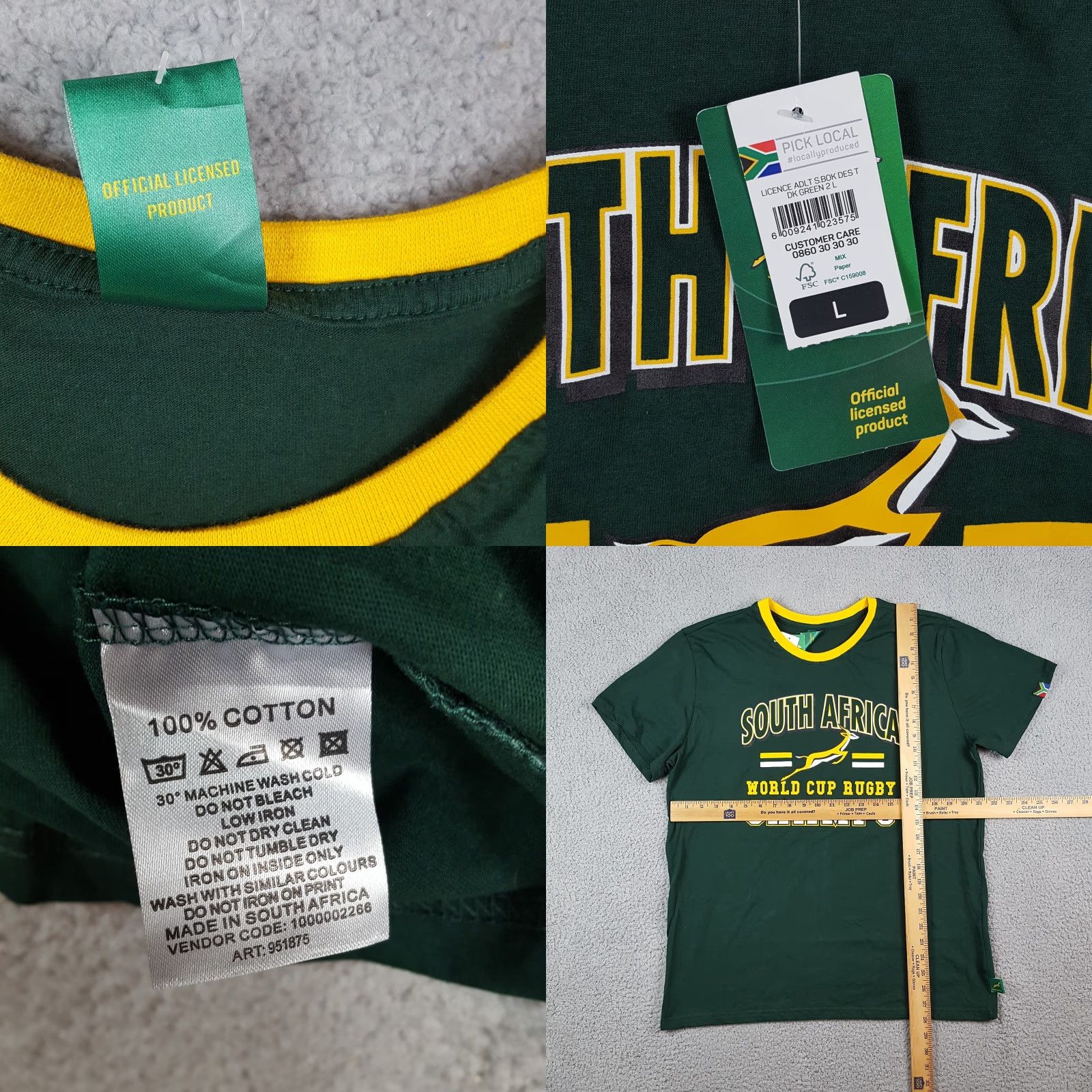 Vintage Springboks Shirt Men Large South Africa World Cup Rugby Champs Green Cotton Embroidered Logo Vintage 90s 00s Y2K Field T Shirt Size US L / EU 52-54 / 3 - 8 Thumbnail