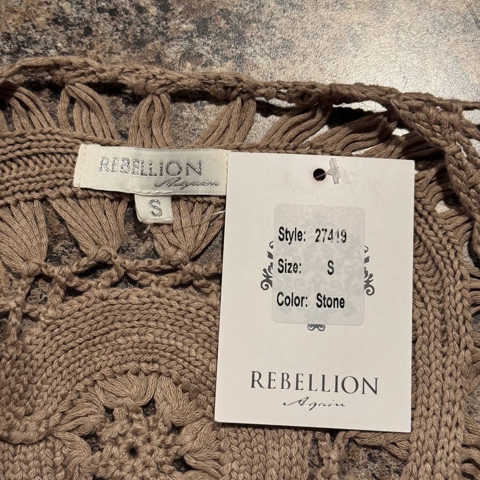 Other NWT Top Crochet Boho Cottage Oversize Festival Brown Small Size S / US 4 / IT 40 - 3 Thumbnail