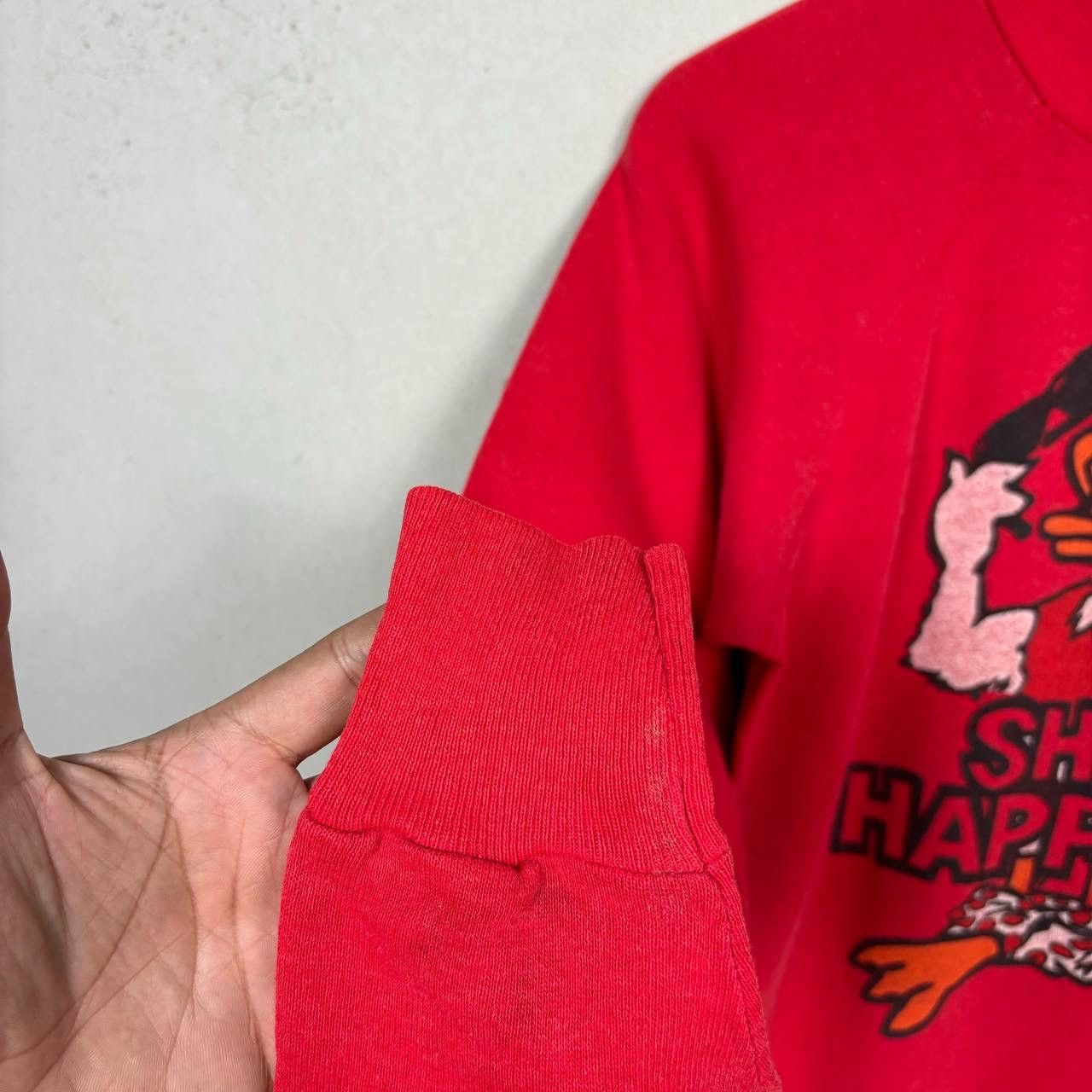Vintage Vtg 80s Shit Happens Duck Sweatshirt Red Raglan USA Made Size US S / EU 44-46 / 1 - 5 Thumbnail