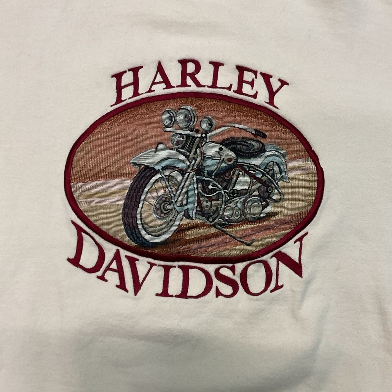 Harley Davidson Vintage 90’s Harley Davidson Embroidered Beige Sweatshirt Size US XL / EU 56 / 4 - 5 Thumbnail