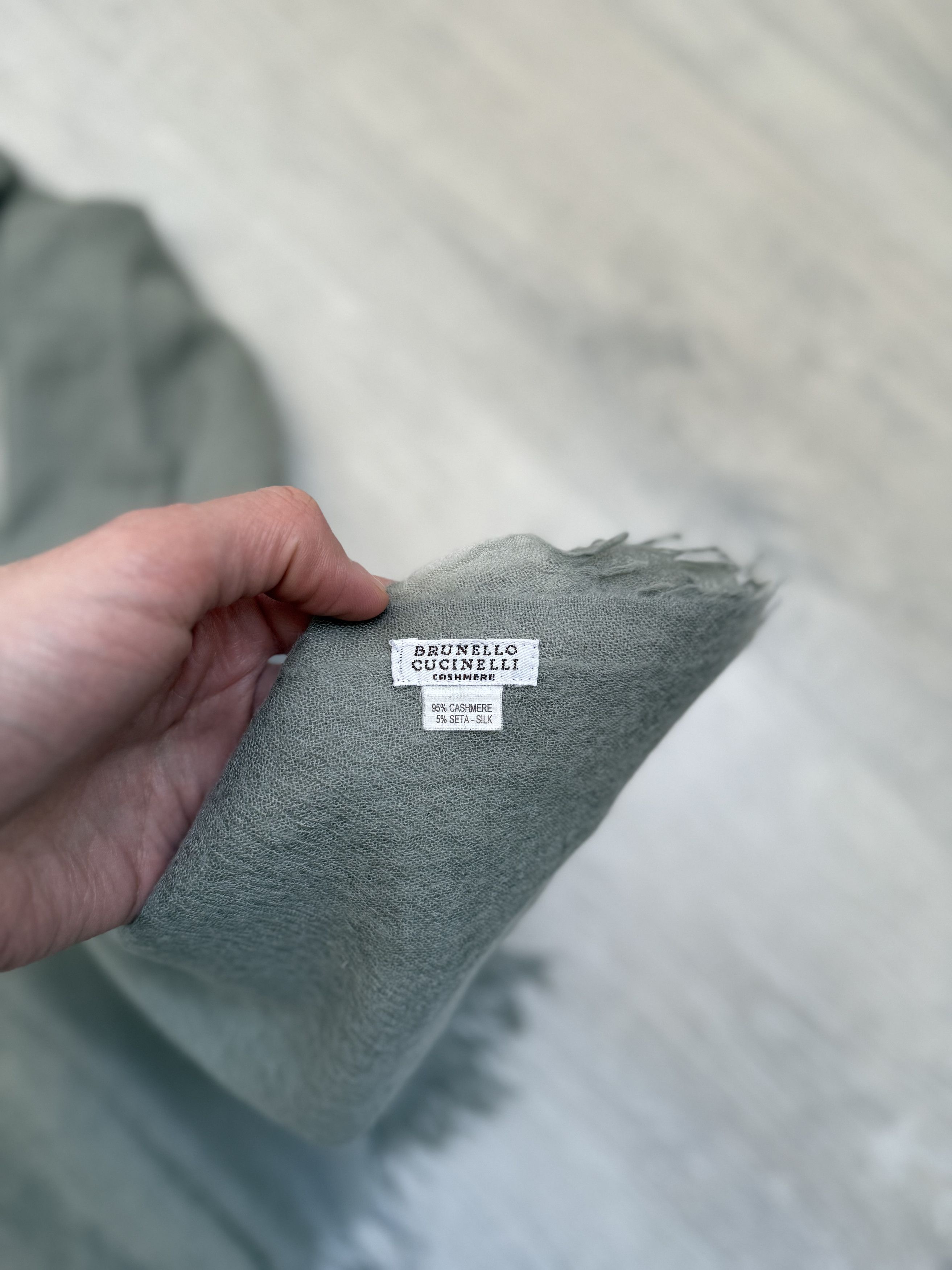 Brunello Cucinelli Brunello Cucinelli cashmere silk big scarf pistachio green Size ONE SIZE - 2 Thumbnail