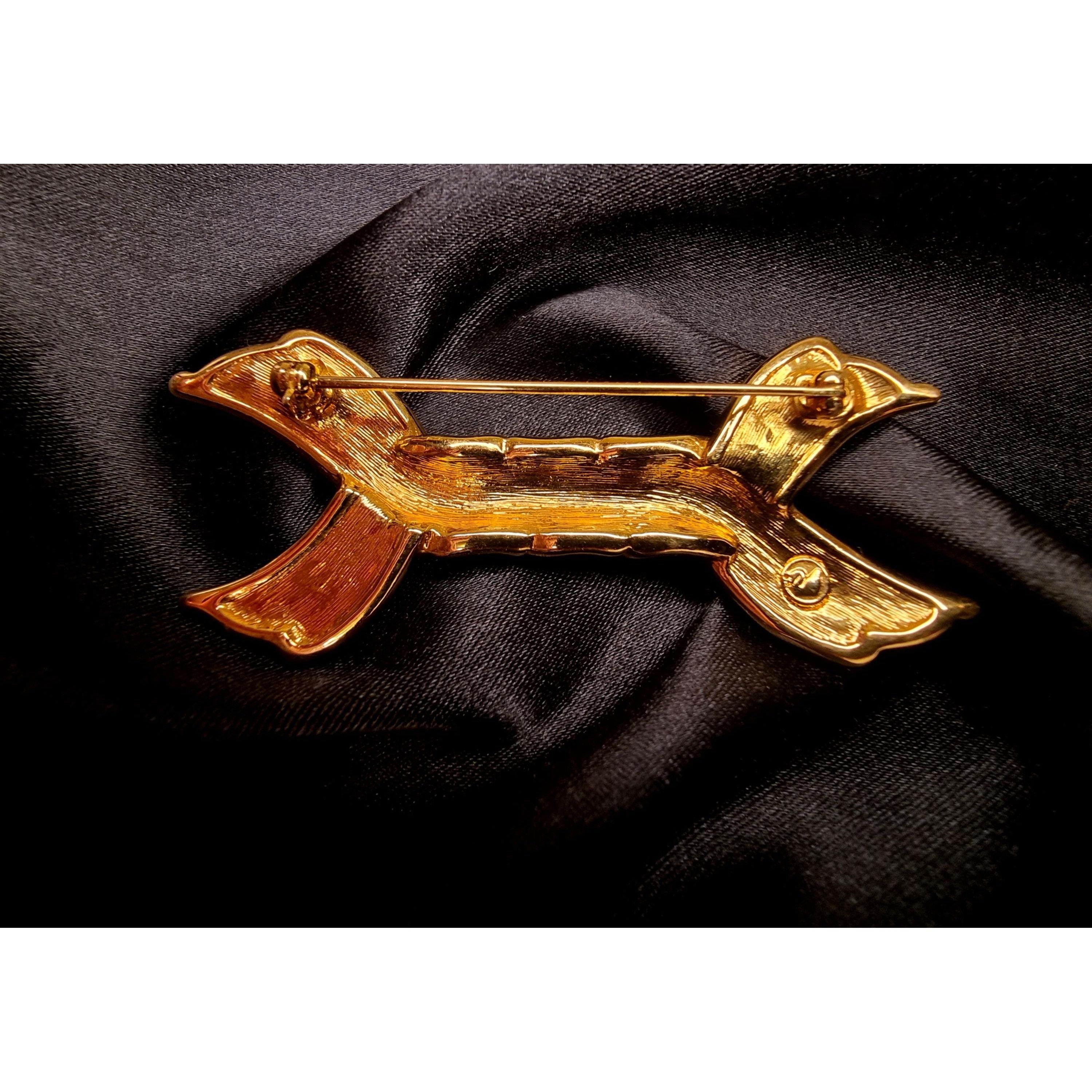 Swarovski Vintage SWAROVSKI Signed Ribbon Gold and Black Crystals Broo Size ONE SIZE - 4 Thumbnail