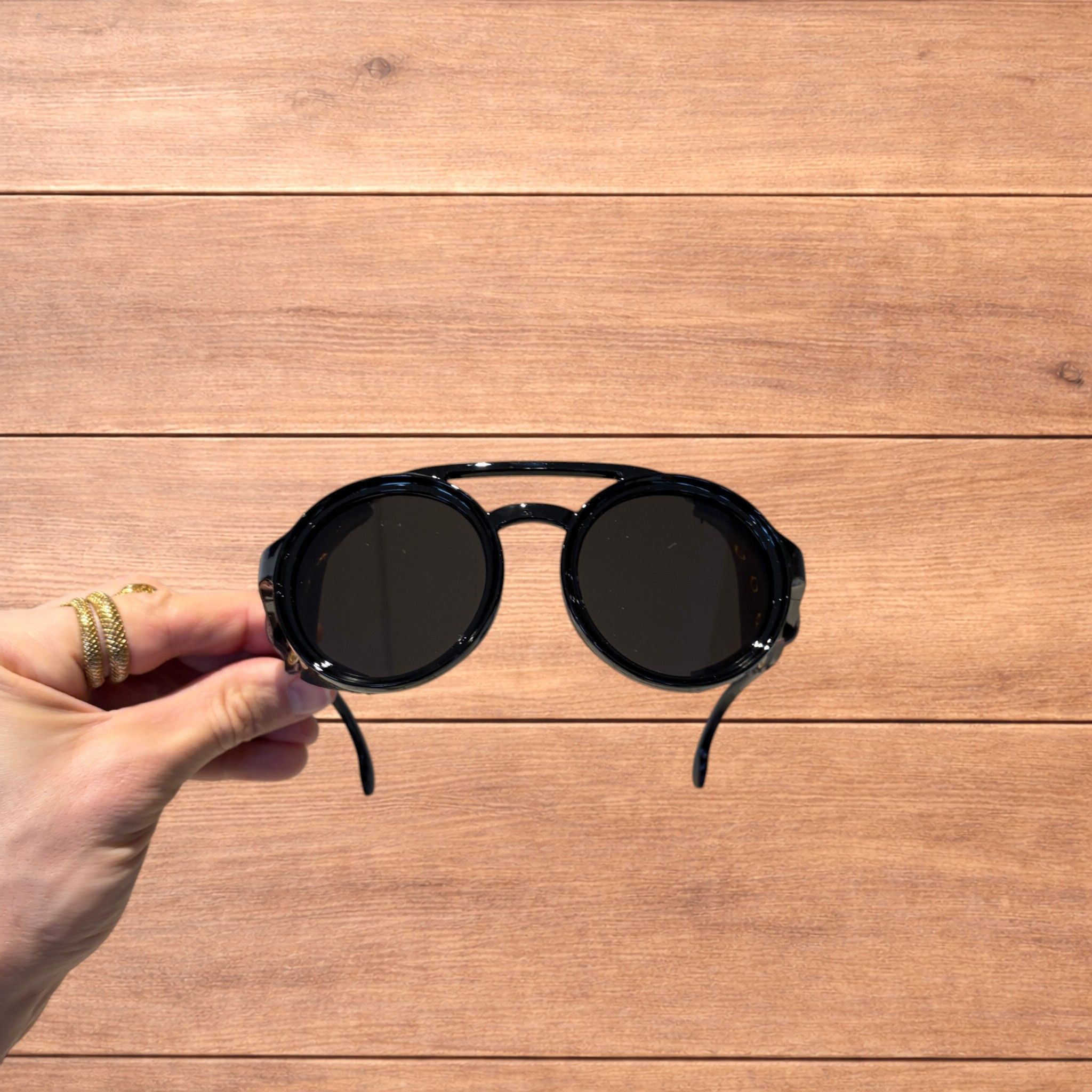 Japanese Brand Round steampunk aviation sunglasses in brown w/ brown lens. Size ONE SIZE - 4 Thumbnail