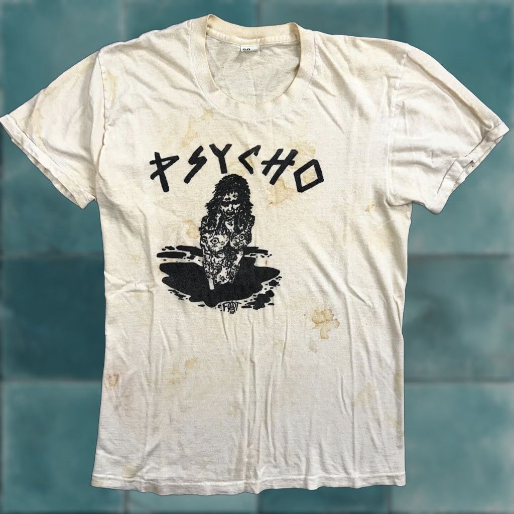 Vintage VINTAGE Psycho T Shirt Concert Boston Punk Grunge Nirvana 80s Band Rock Boro Men S White Short Sleeve Crew Neck Graphic Print Vintage 70s 80s 90s Size US S / EU 44-46 / 1 - 1 Thumbnail