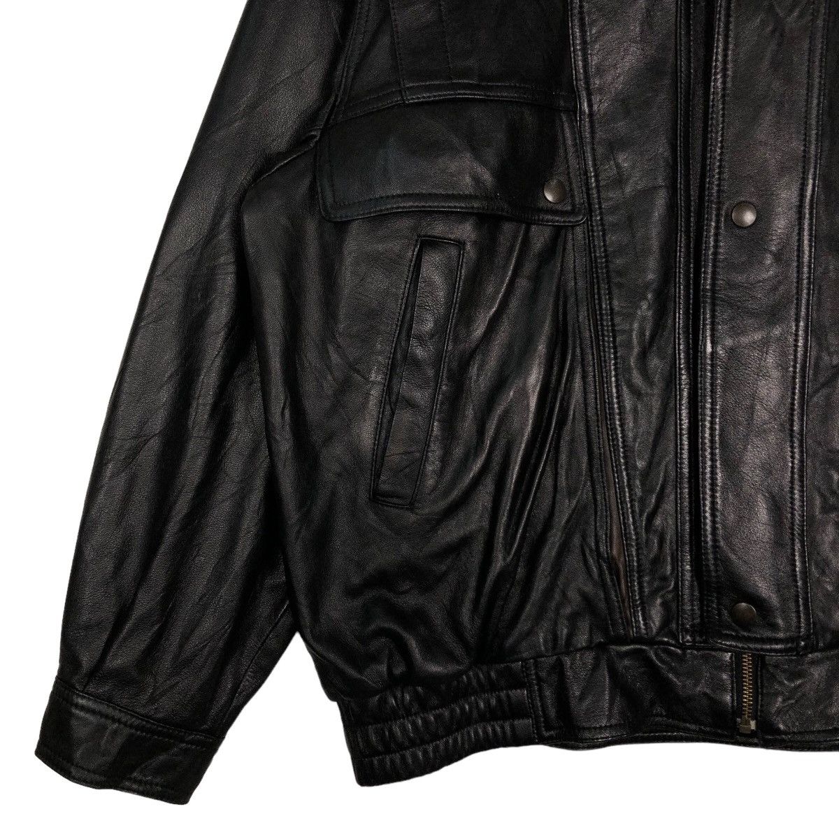 Japanese Brand 🔥Vtg Bomber Jacket Leather Biker Wind Armor Nichiwa Japan Size US L / EU 52-54 / 3 - 4 Thumbnail