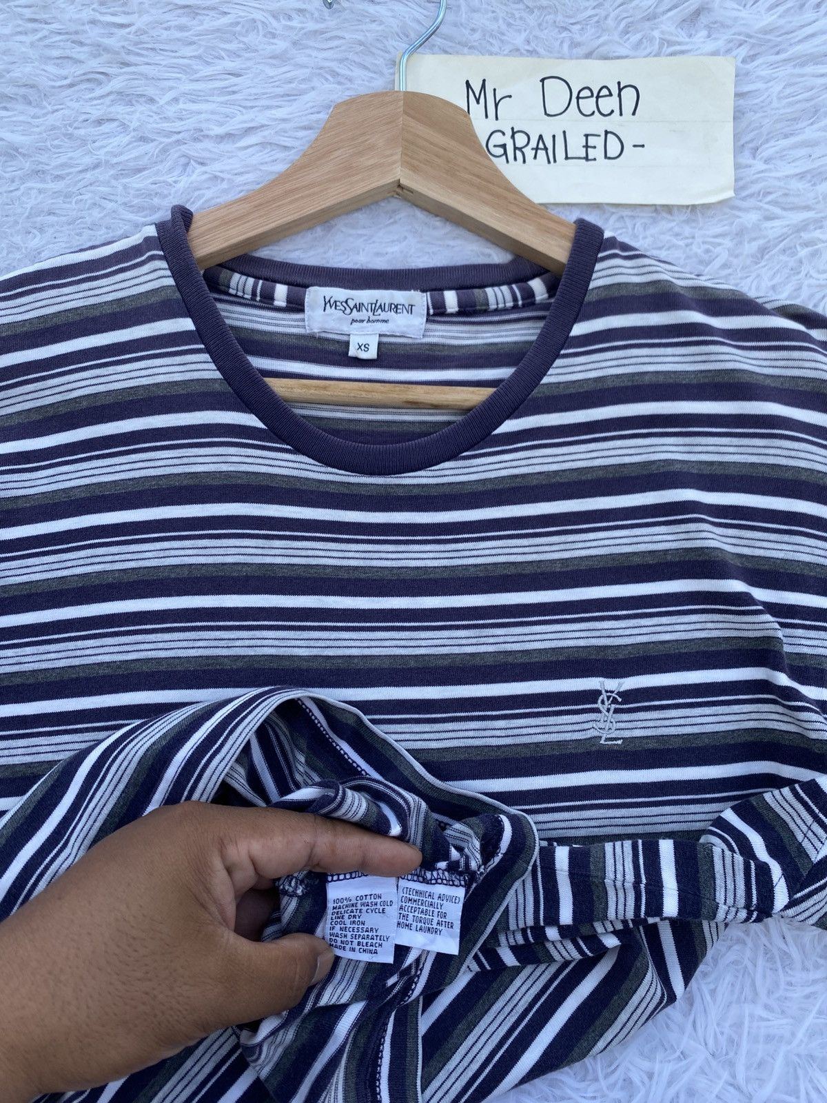 Yves Saint Laurent Rare Vintage YSL Yves Saint Laurent Stripes Tshirt Size US S / EU 44-46 / 1 - 10 Thumbnail