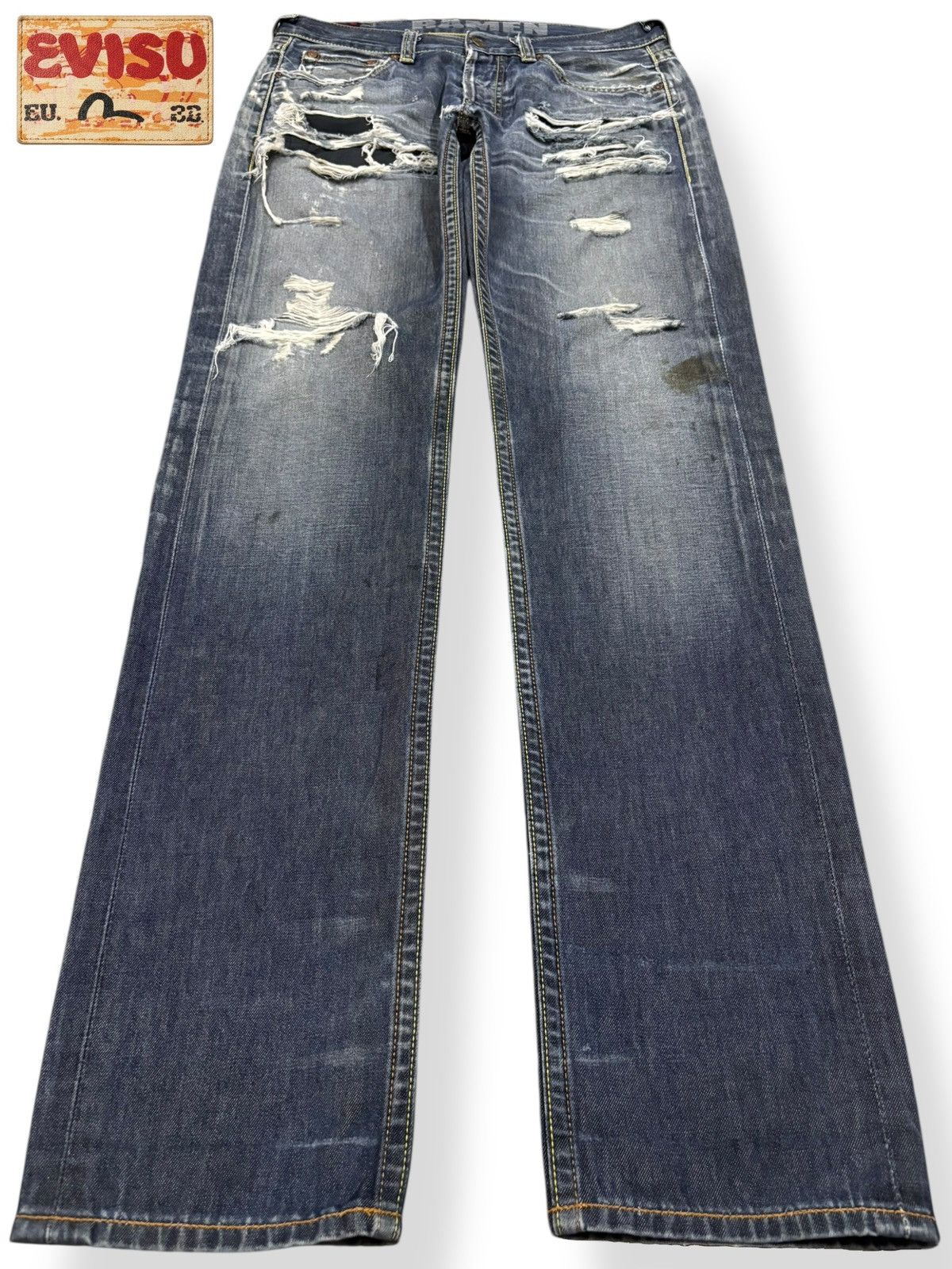 Vintage 2000s Evisu Ramen Heavy Distressed Grunge Jeans
