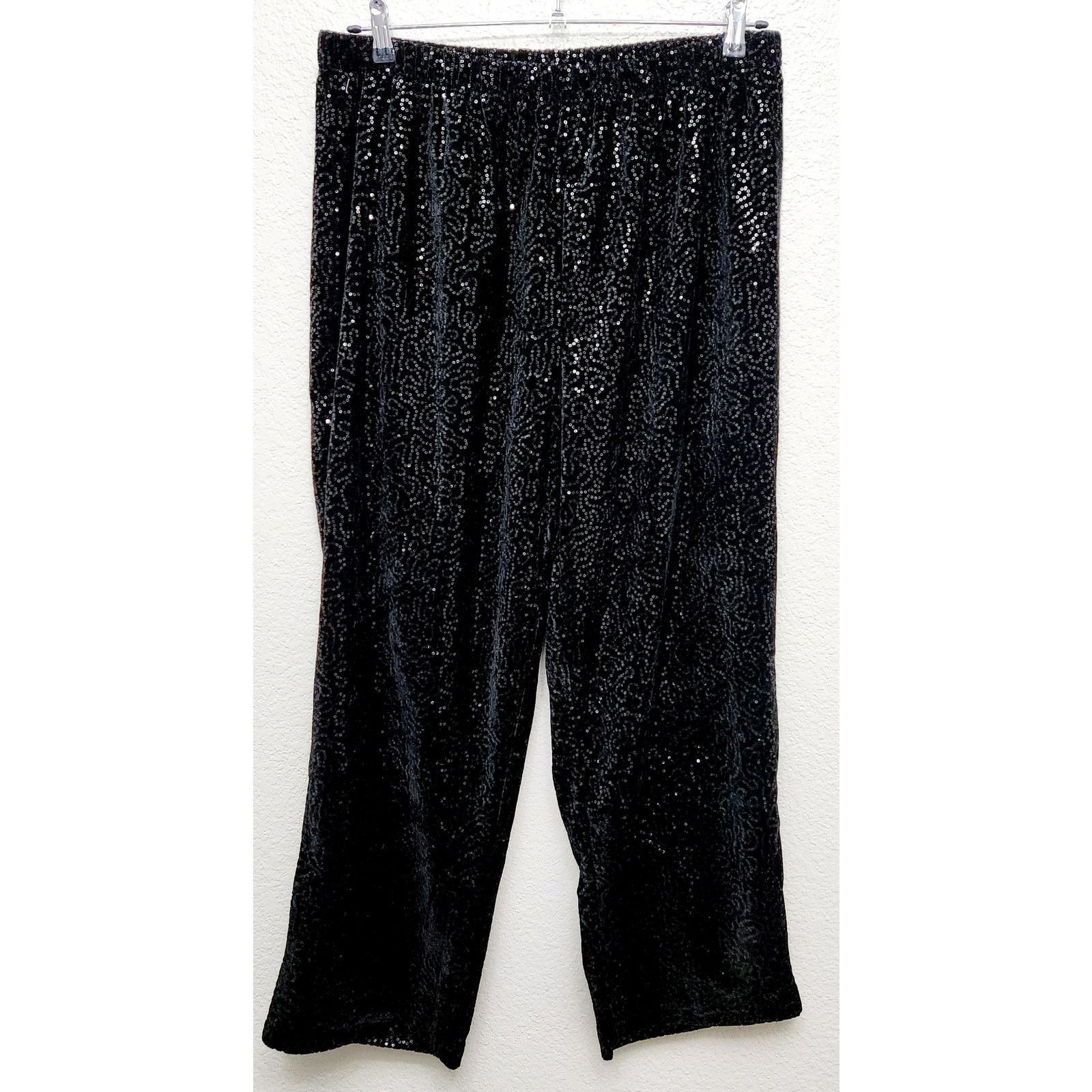 Other Roaman's Blue Sequin Pull On Dress Pants 1X Plus Flowy Size 34" / US 12 / IT 48 - 1 Thumbnail