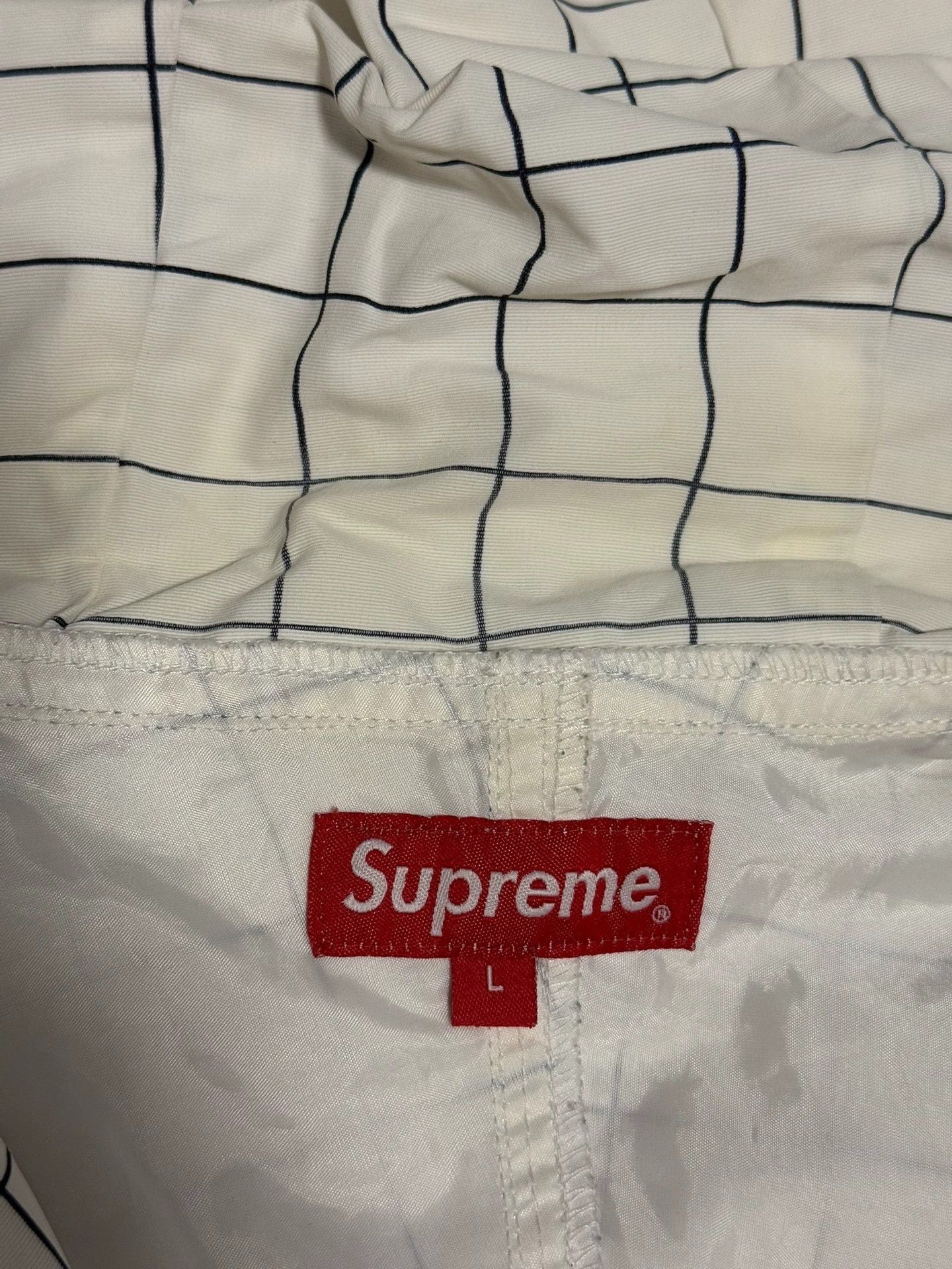 Supreme White Grid Pattern Hooded Anorak Jacket - L Size US L / EU 52-54 / 3 - 8 Thumbnail