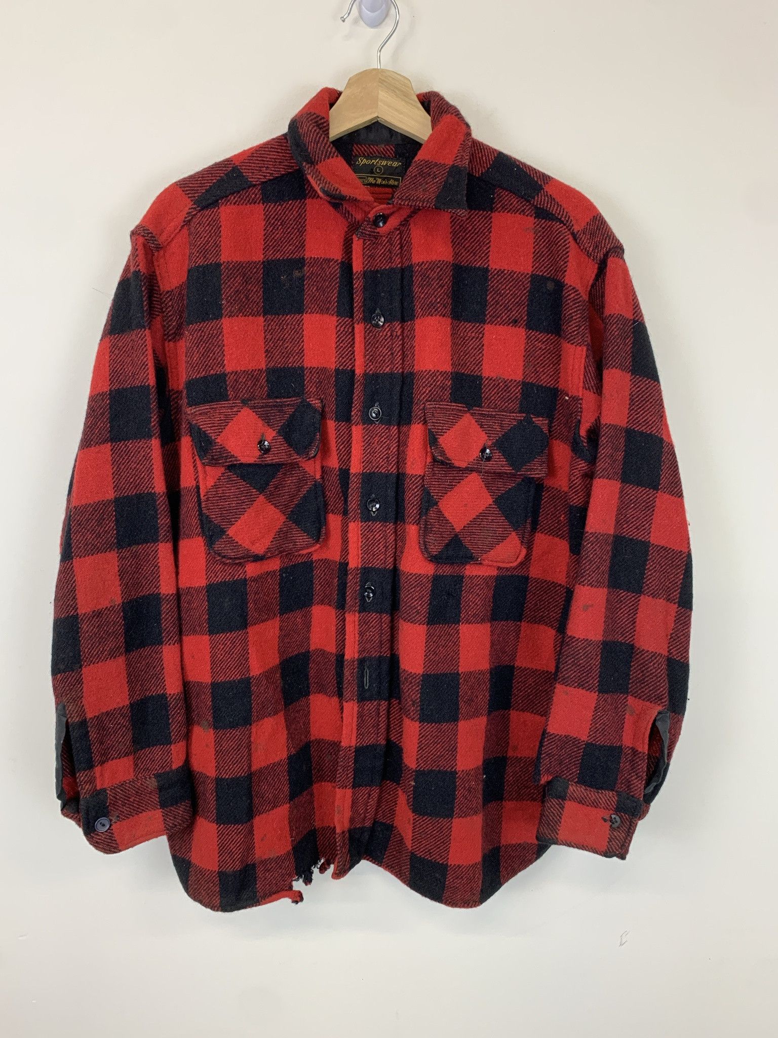 Vintage Vintage Flannel 1990s 1980s Thick WOol Buffalo Plaid Flannel Size L Size US L / EU 52-54 / 3 - 1 Thumbnail