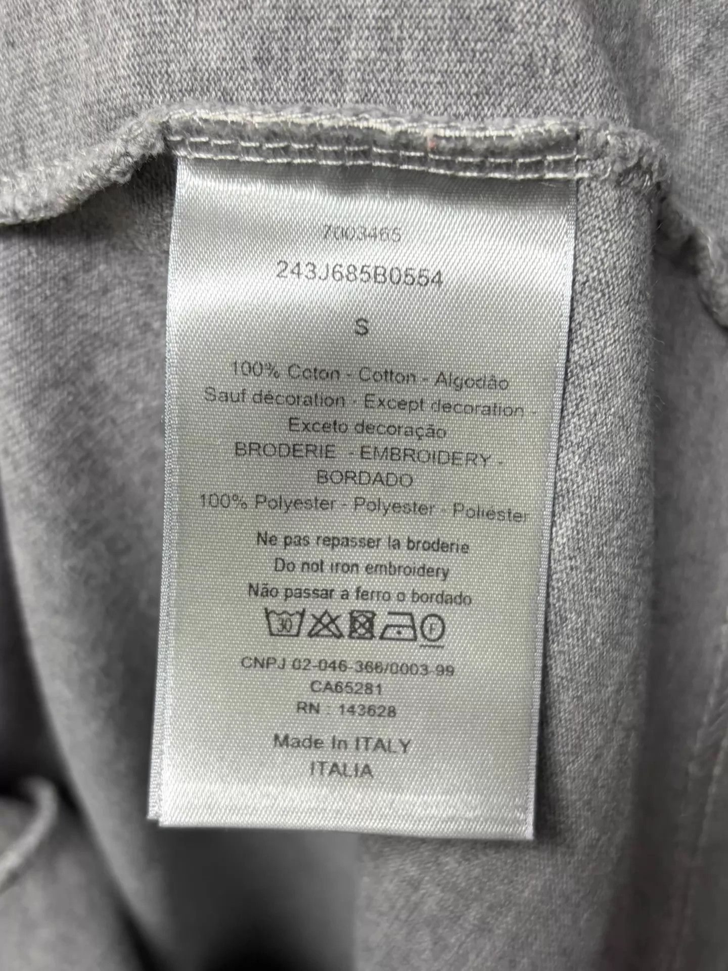 Dior Dior men's gray short-sleeve T-shirt S Size US S / EU 44-46 / 1 - 4 Thumbnail