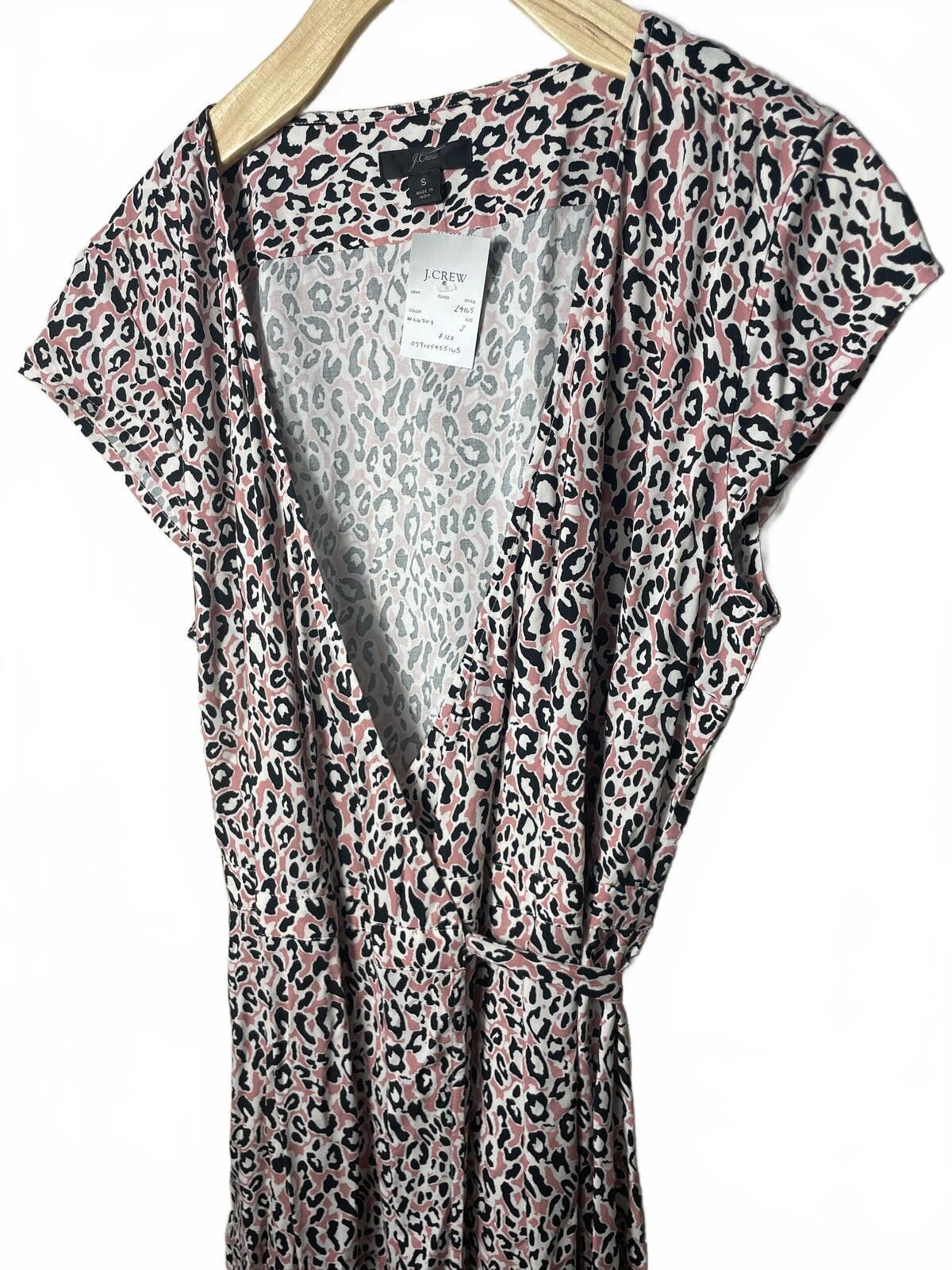 J.Crew J.Crew Women's Small Pink Leopard Print Wrap Dress Maxi EUC Size S / US 4 / IT 40 - 2 Thumbnail