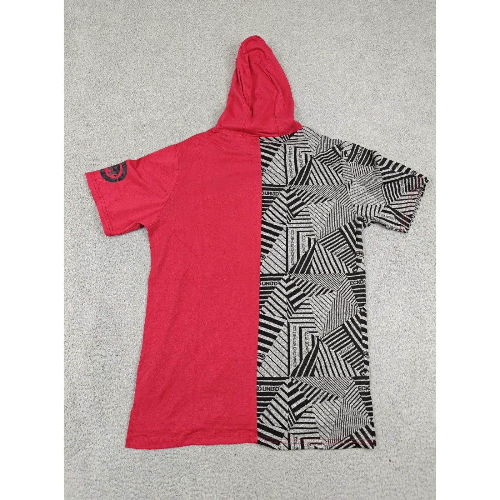 Ecko Unltd. VINTAGE Ecko Unltd Shirt Mens Medium Red Black Hooded Short Sleeve Split Pocket EO12K903 Size US M / EU 48-50 / 2 - 6 Thumbnail