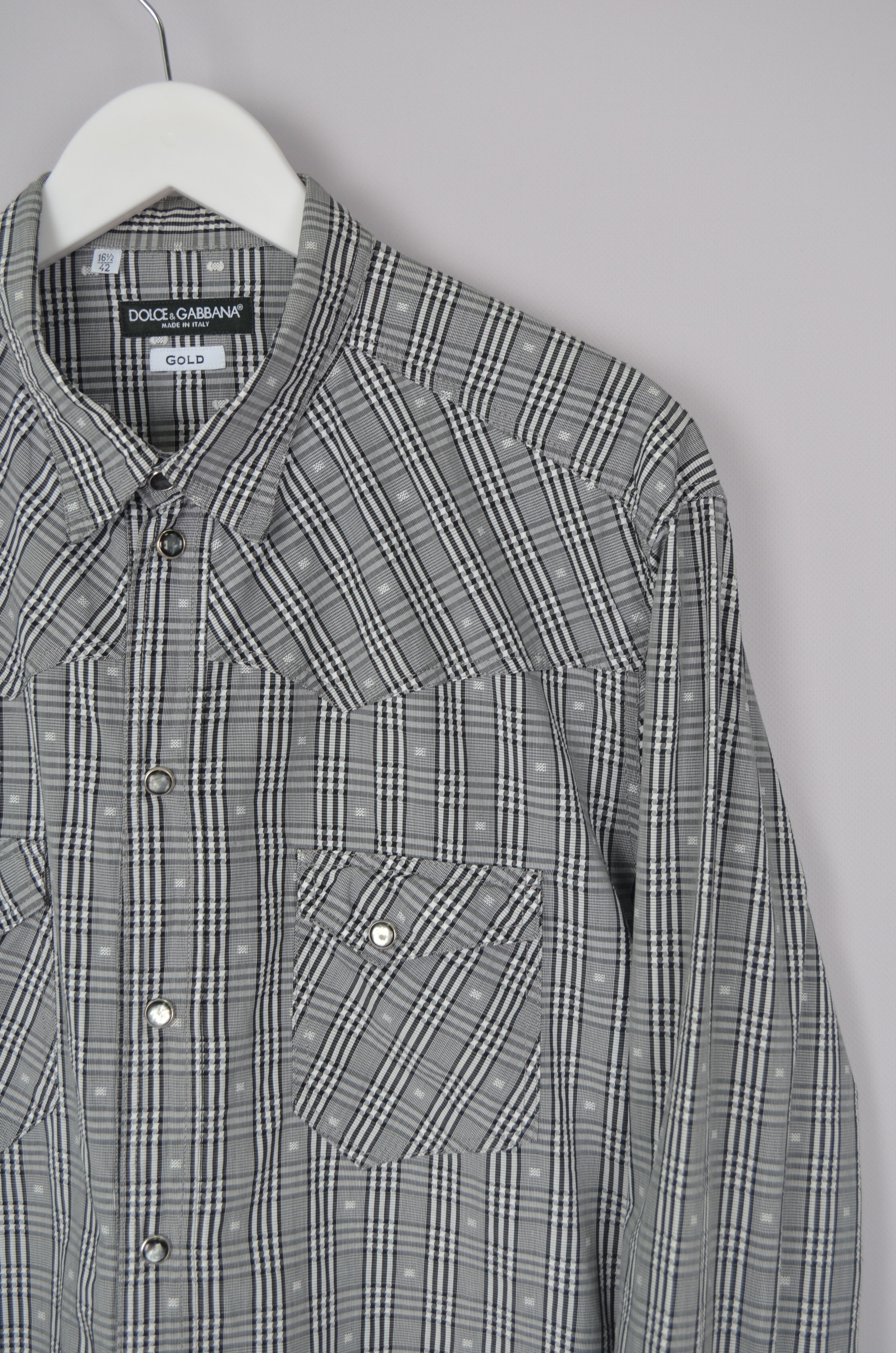 Dolce & Gabbana × Vintage Dolce & Gabbana GOLD Snap Western Check Shirt Runway Size L Size US L / EU 52-54 / 3 - 5 Thumbnail