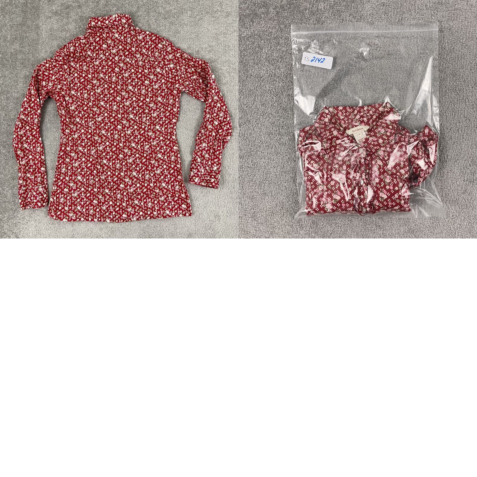 Vintage Vintage Sundance Women's Floral Ruffled Button-Up Shirt Large Red Cottagecore Cross-Seasonal Size L / US 10 / IT 46 - 8 Thumbnail