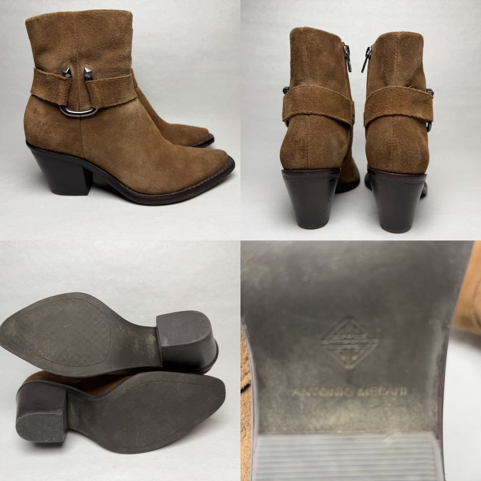 Vintage Antonio Melani Tabbie Oiled Suede Buckle Ankle Boots Women's Size 6M Brown Western/Bohemian Size US 6 / IT 36 - 8 Thumbnail