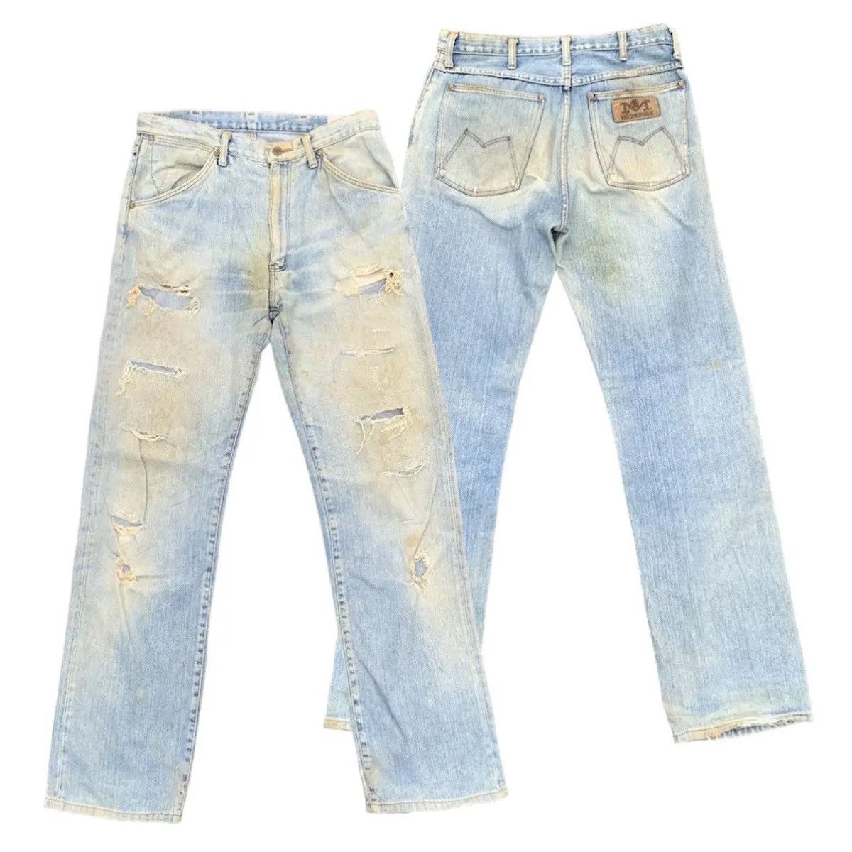 Vintage ‼️ SUPER RIPPED‼️ Vtg Maverick By Blue Bell Jean 31x32 Pants Size US 31 - 1 Thumbnail