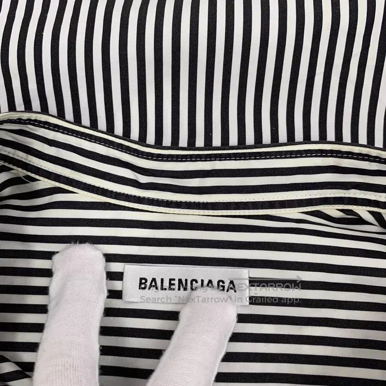 Balenciaga Balenciaga Black Vertical Striped Tie Bow Cotton Long Slee Size 4XL / US 24-26 - 8 Thumbnail
