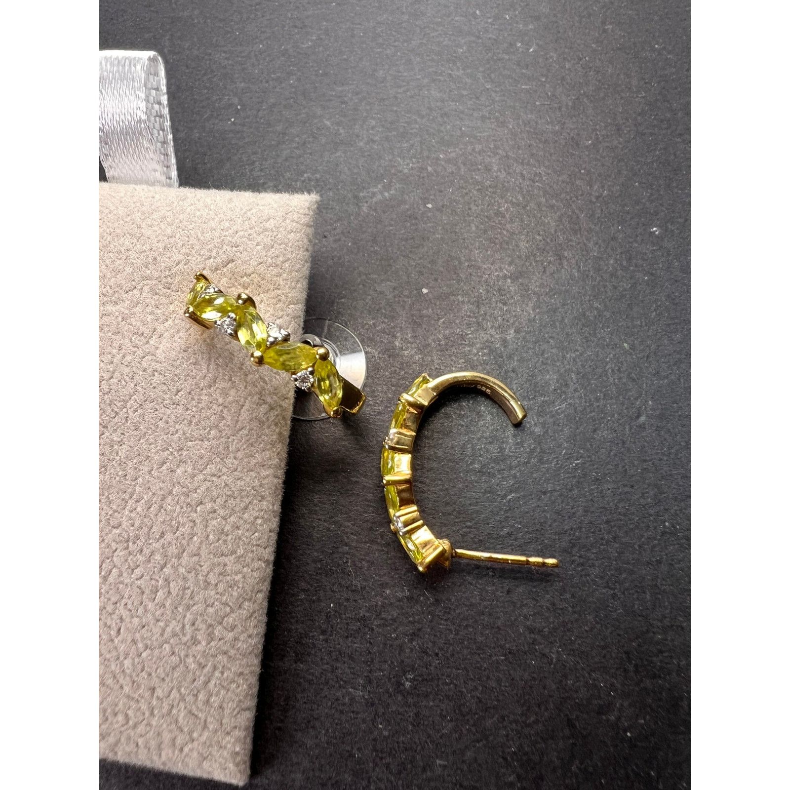 Other NEW Sphene moissanite j-hoop earrings in YG over 925 Size ONE SIZE - 7 Thumbnail