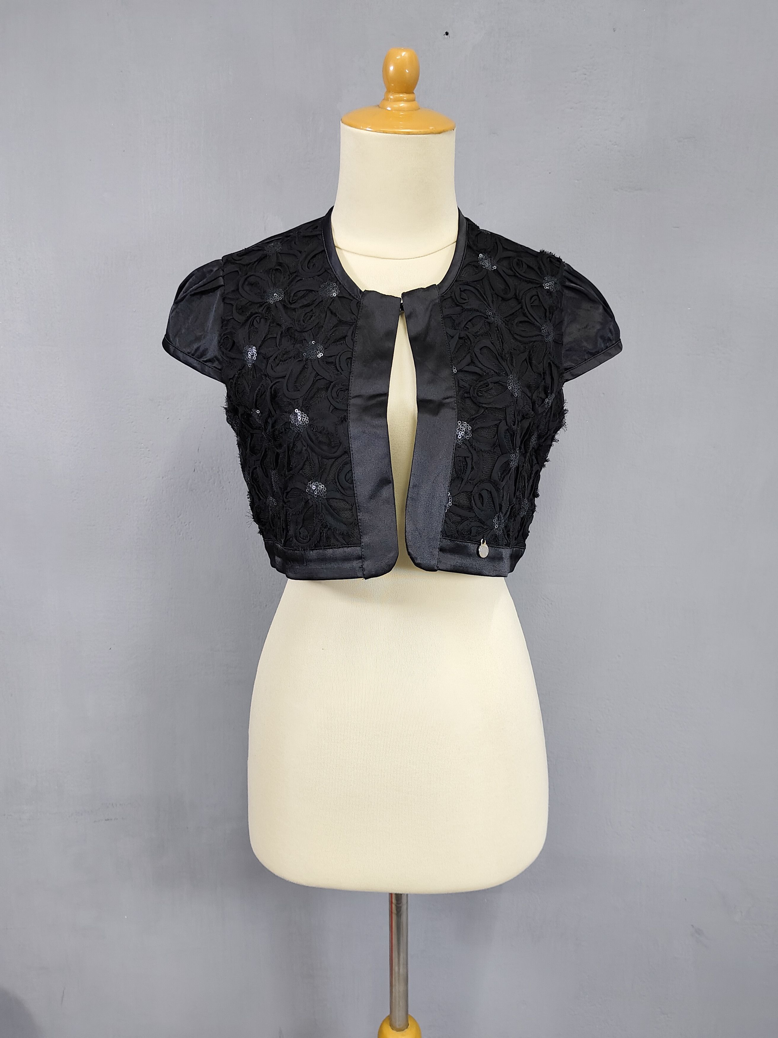 Seditionaries Rinascimento- Glam Romantic Sequin Floral Lace Bolero Jacket Size S / US 4 / IT 40 - 2 Thumbnail